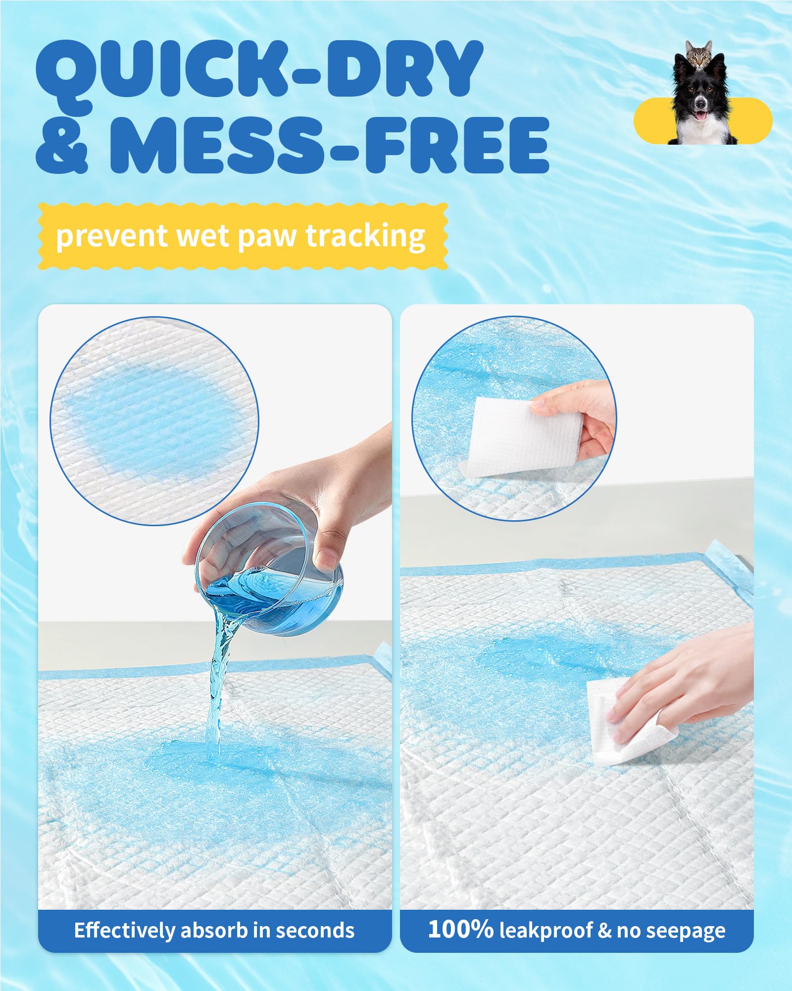 Powools 100-Pack X-Large Puppy Pads - 34 x 28 Inches, 6-Layer Leak-Proof Quick-Dry Training Pads (Blue)