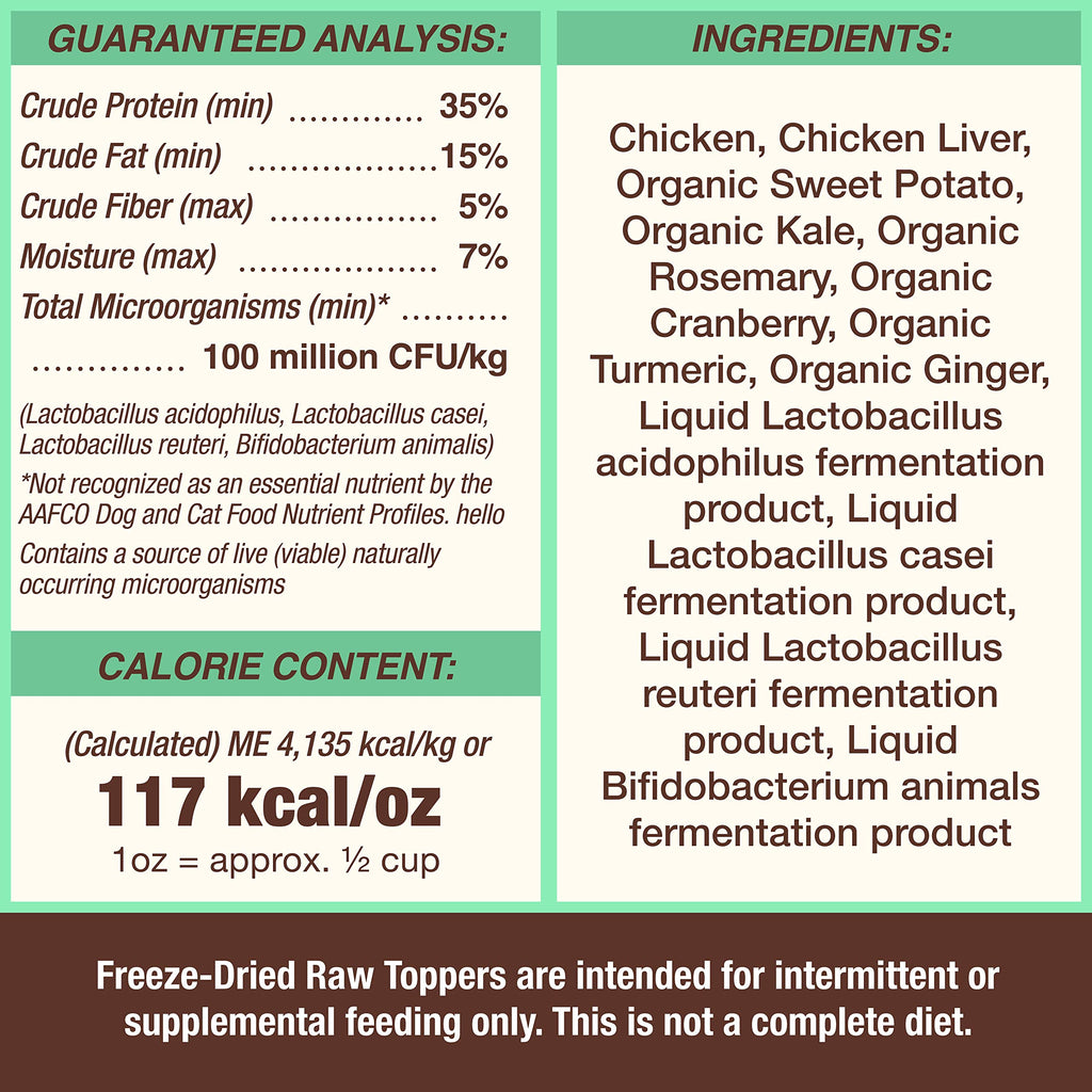 Primal Pet Foods: Dog & Cat Toppers — Grain-Free, Probiotic, Freeze-Dried Treats (Chicken, 18 oz)
