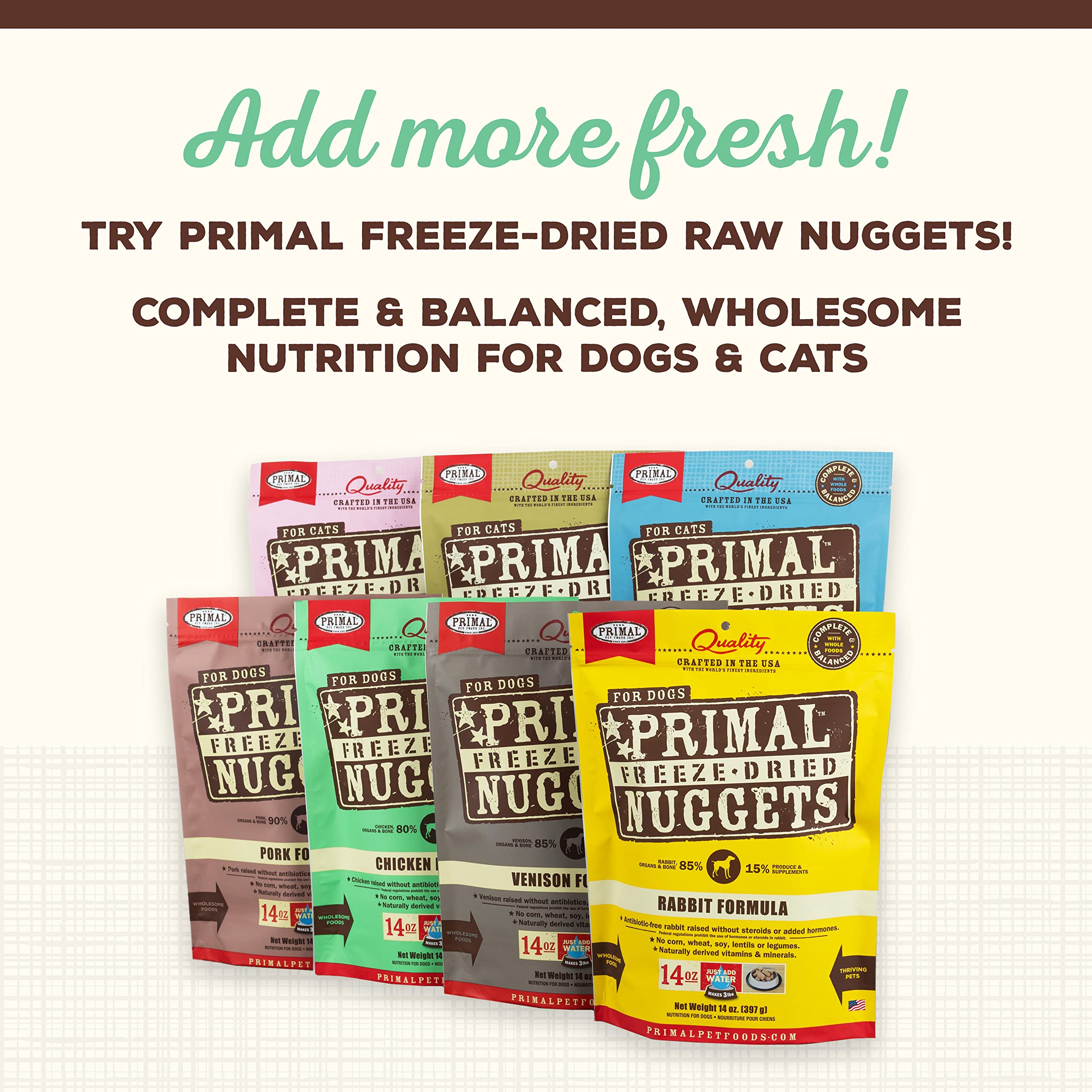 Primal Pet Foods: Dog & Cat Toppers — Grain-Free, Probiotic, Freeze-Dried Treats (Chicken, 18 oz)