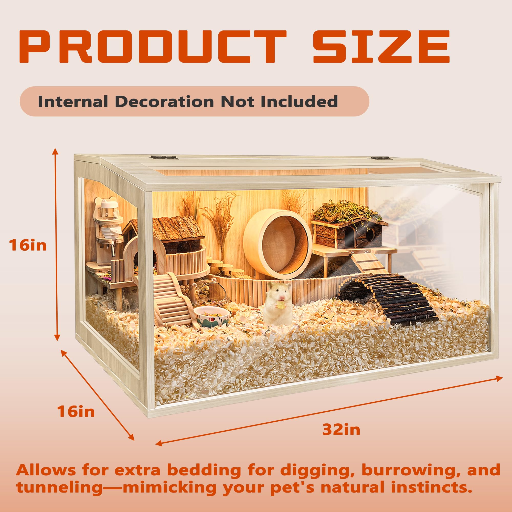 PROLEE Chewproof Hamster Cage – Large Habitat with Openable Top & Acrylic Sheets