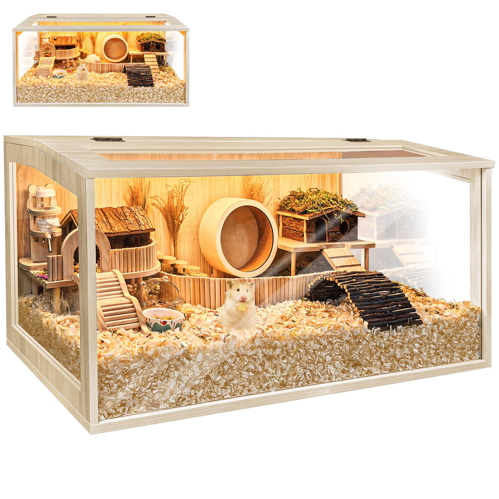 PROLEE Chewproof Hamster Cage – Large Habitat with Openable Top & Acrylic Sheets