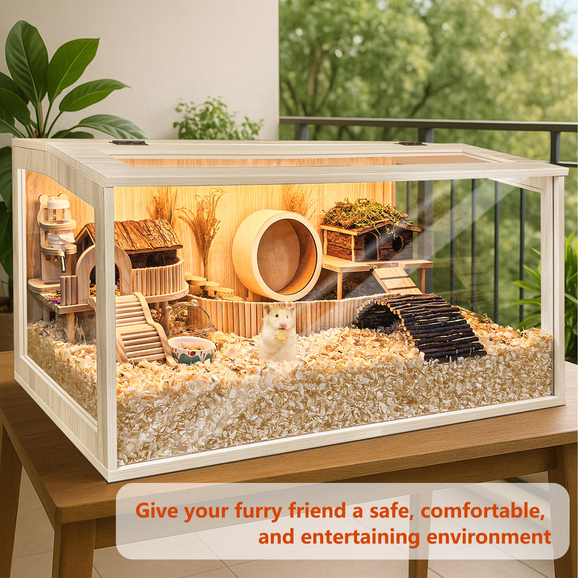 PROLEE Chewproof Hamster Cage – Large Habitat with Openable Top & Acrylic Sheets