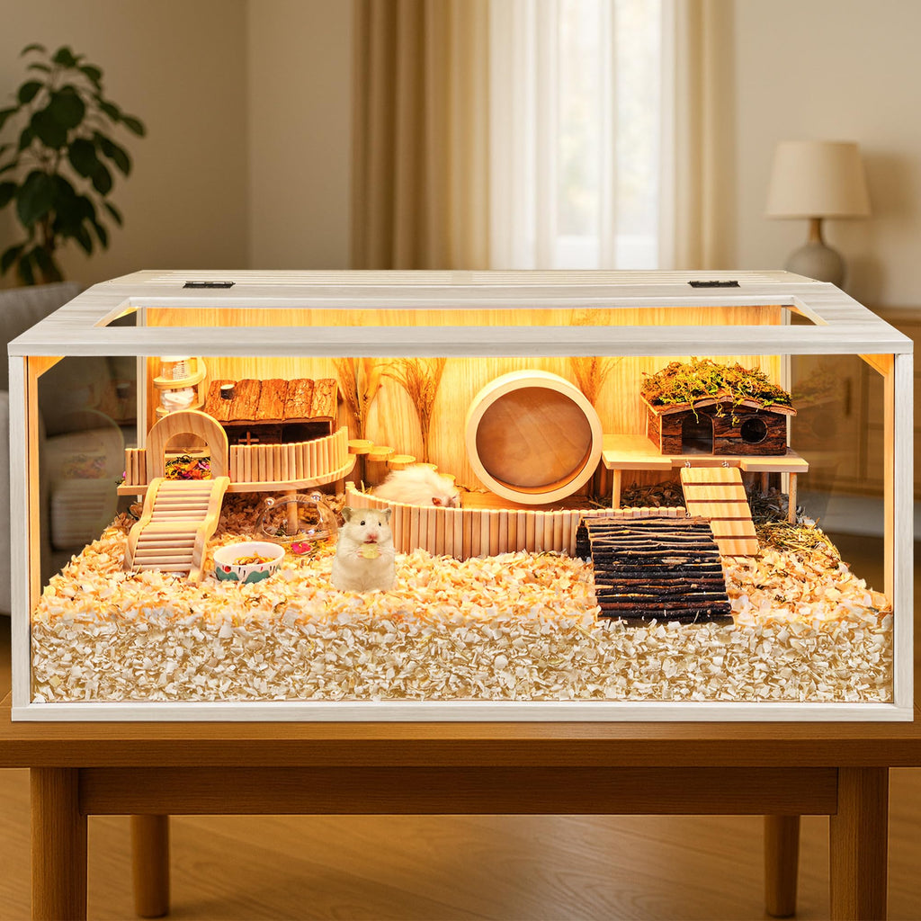 PROLEE Chewproof Hamster Cage – Large Habitat with Openable Top & Acrylic Sheets