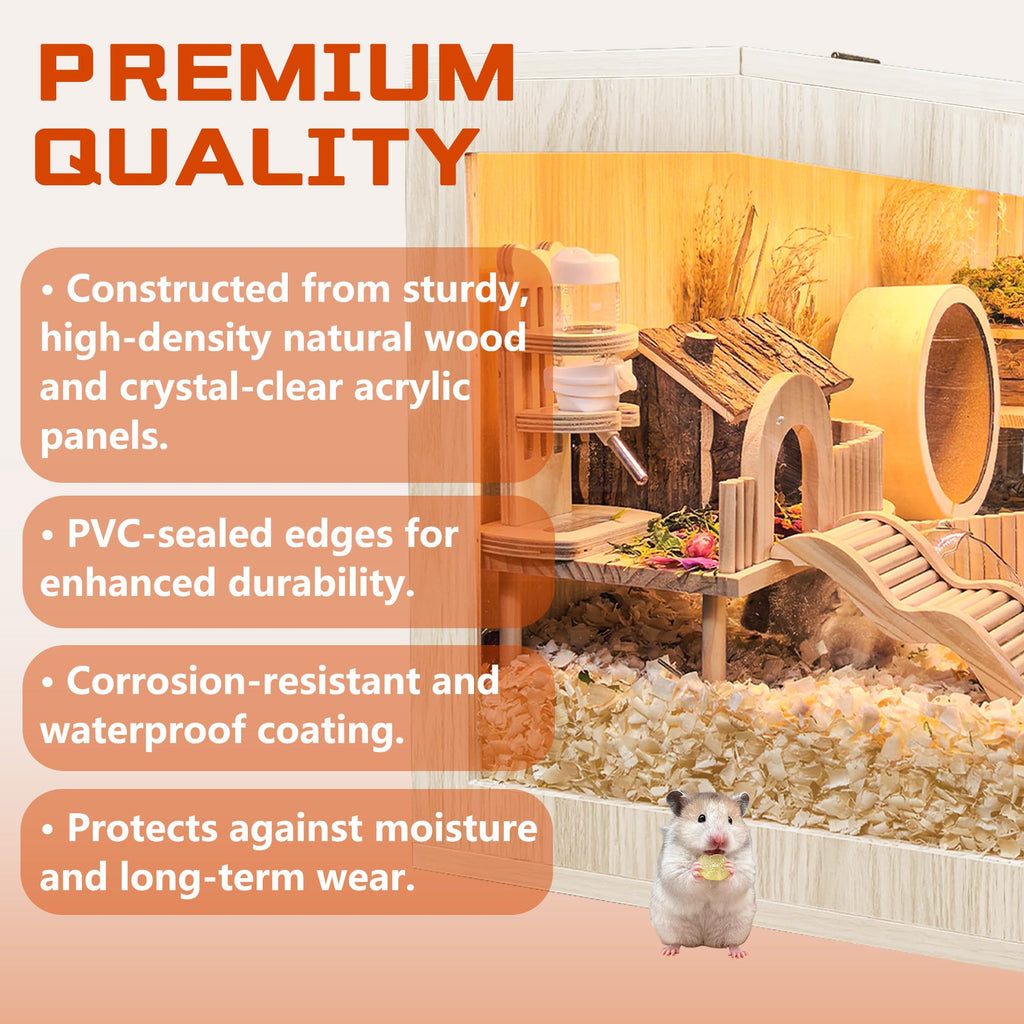 PROLEE Chewproof Hamster Cage – Large Habitat with Openable Top & Acrylic Sheets