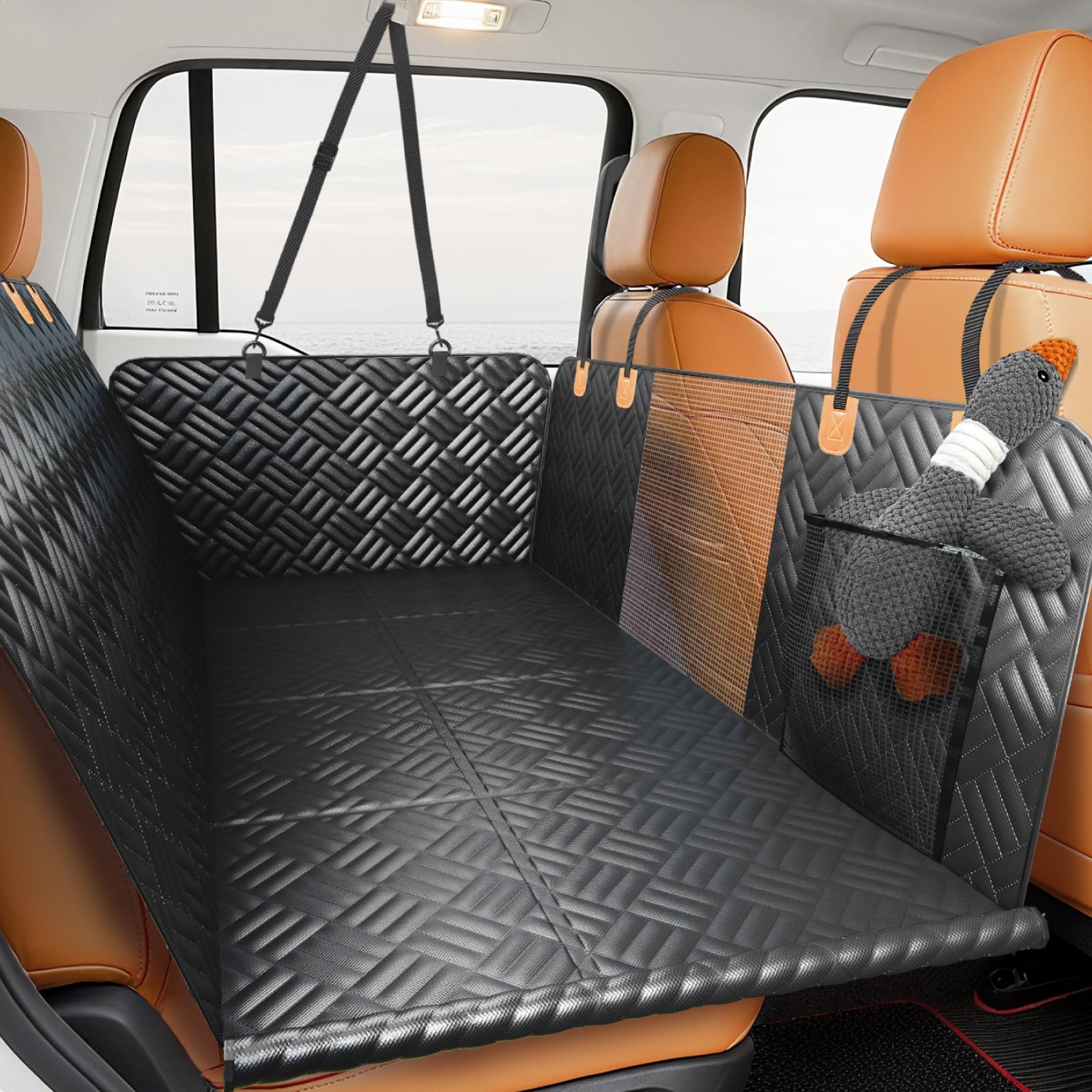 PROZAR Dog Car Seat Cover for Back Seat – Hard Bottom Extender, 400lb Support