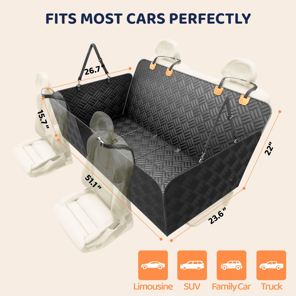 PROZAR Dog Car Seat Cover for Back Seat – Hard Bottom Extender, 400lb Support