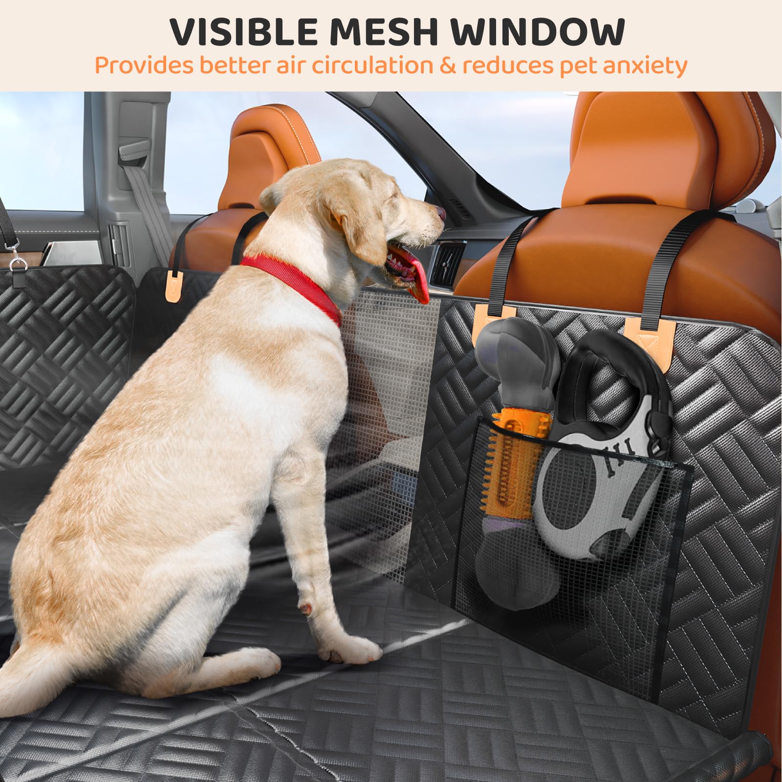 PROZAR Dog Car Seat Cover for Back Seat – Hard Bottom Extender, 400lb Support