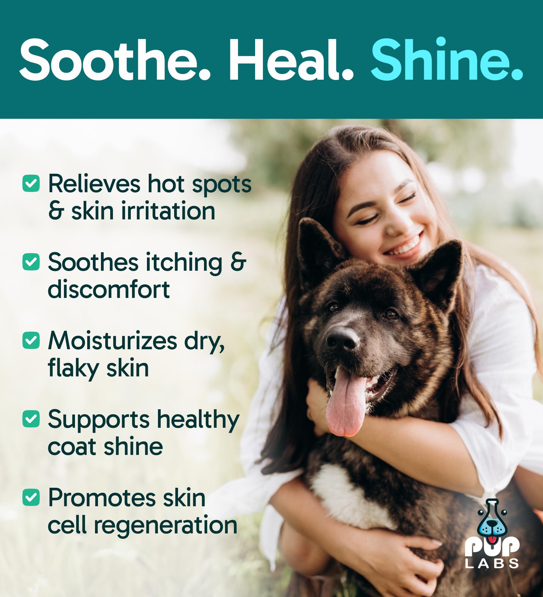 Pup Labs K9 Soothe Anti Itch Spray for Dogs with Aloe, Rose & Coconut | Natural Hot Spot Treatment