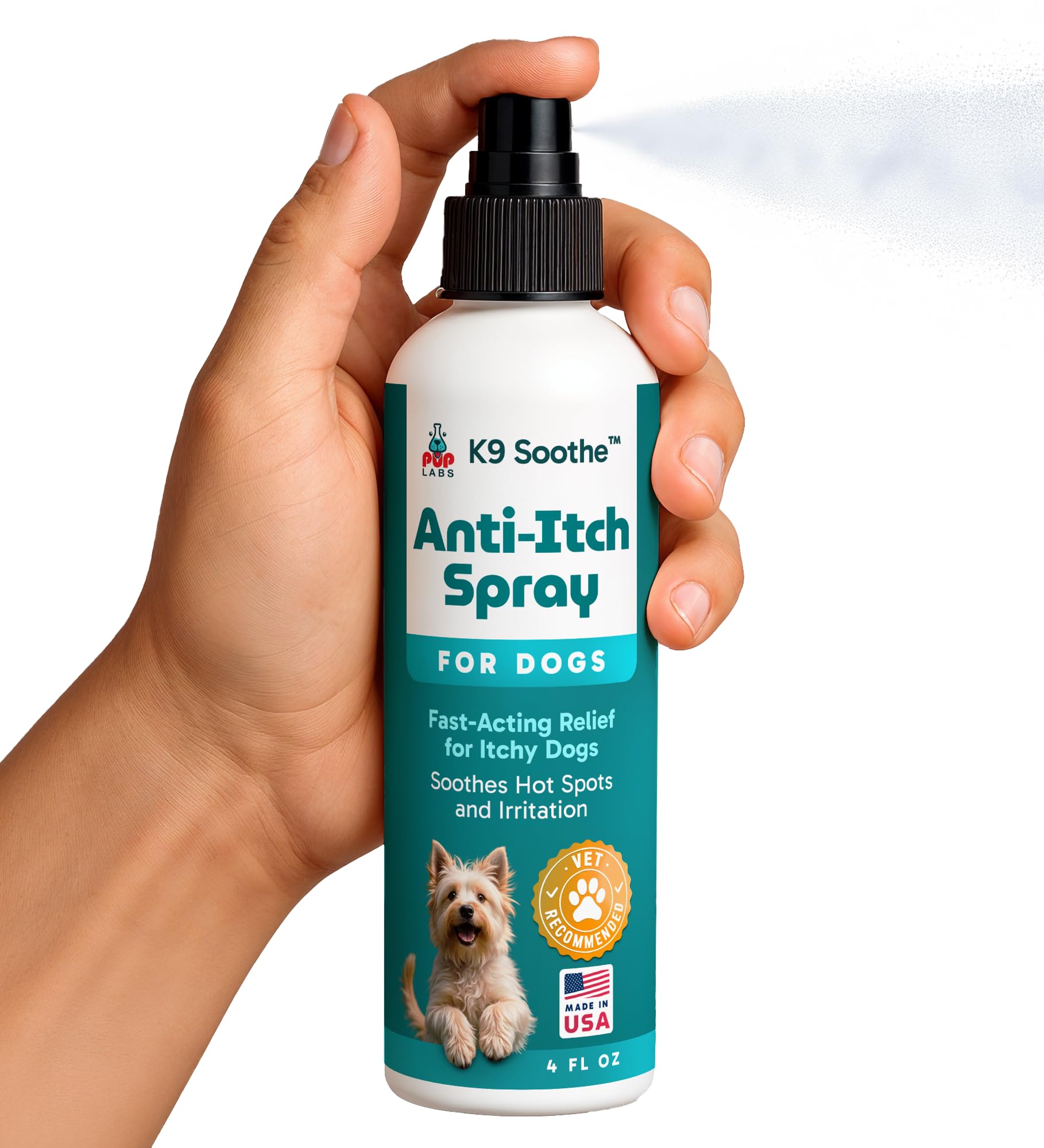 Pup Labs K9 Soothe Anti Itch Spray for Dogs with Aloe, Rose & Coconut | Natural Hot Spot Treatment