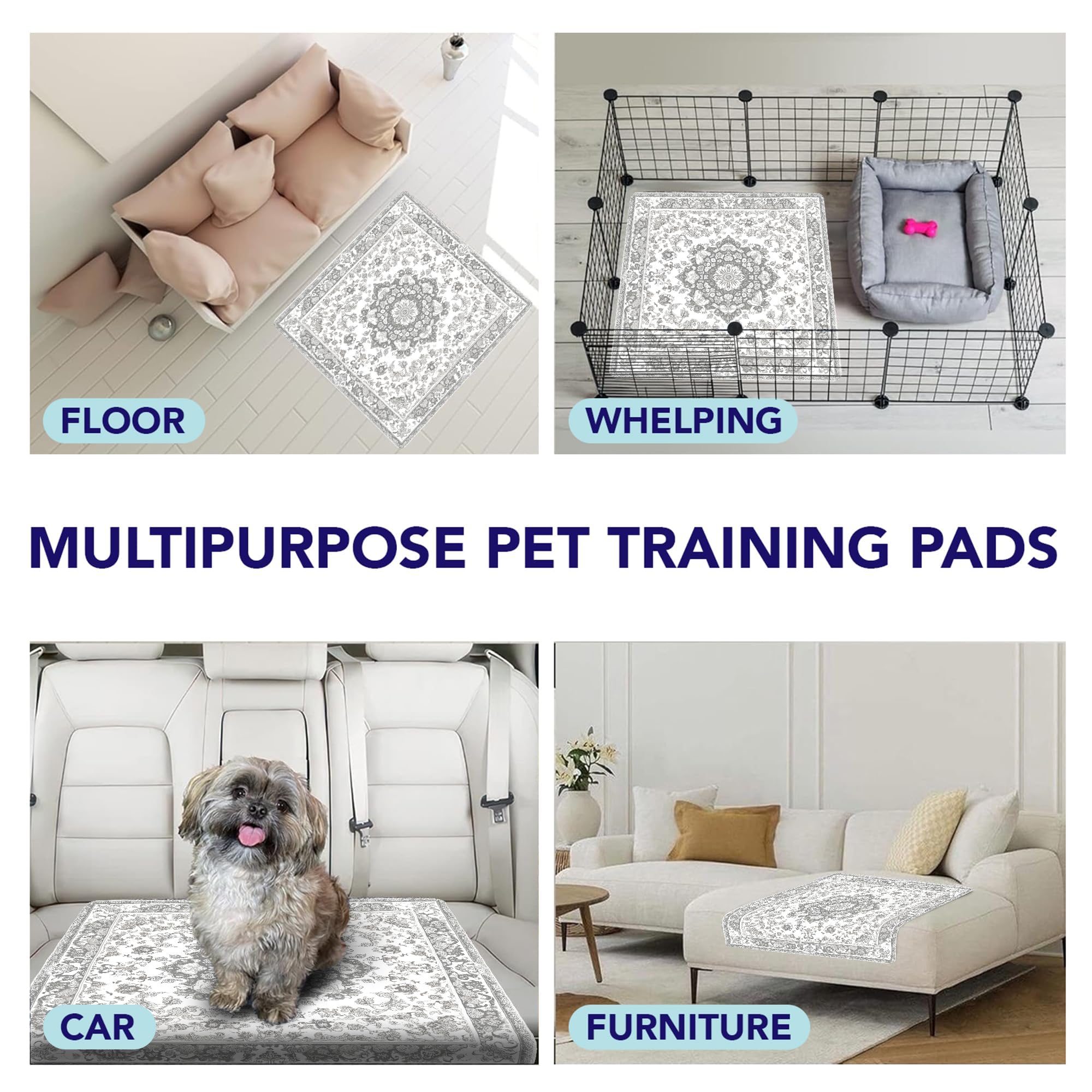 PUPIBOO Washable Pee Pads for Dogs and Cats - Ultra-Absorbent, Leak-Proof & Non-Slip