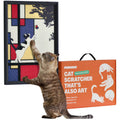 PURRDEE Mondrian-Inspired Wall Art Cat Scratcher – 14x20 Framed Sisal Scratch Pad, No-Drill Mount