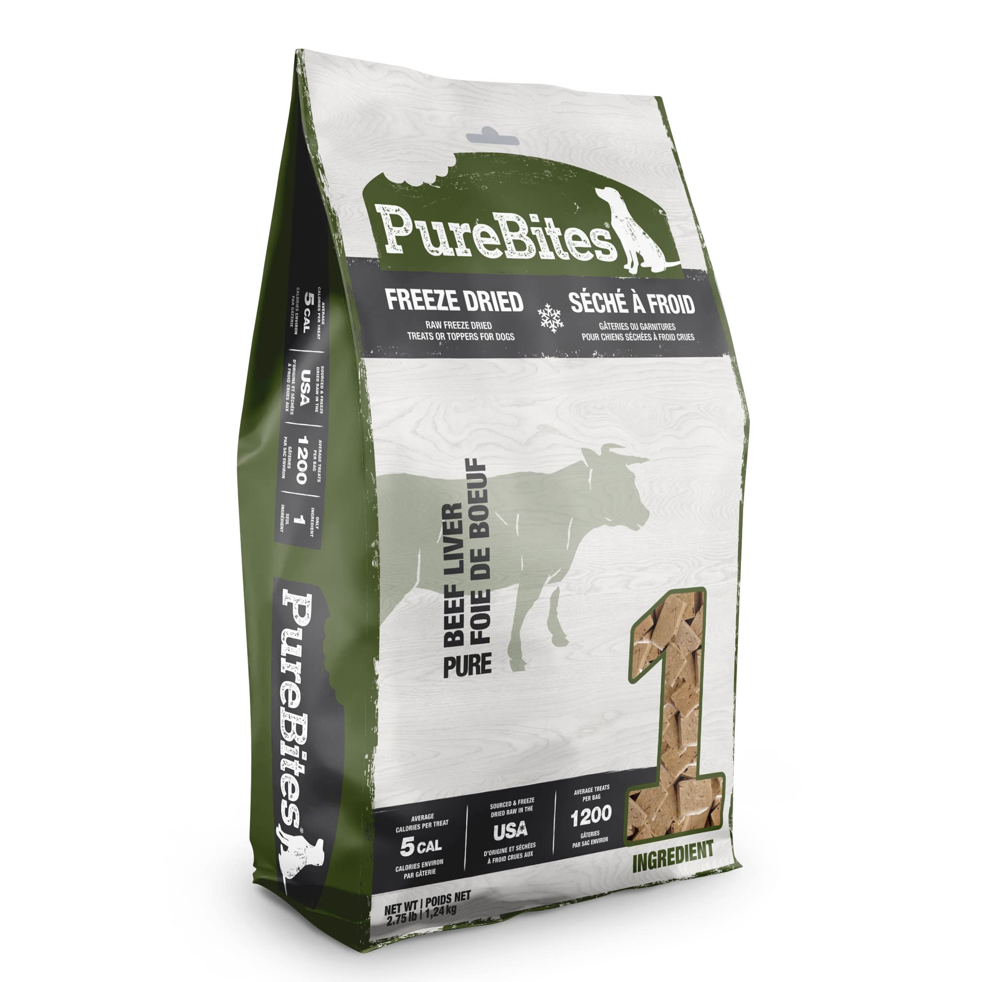 PureBites Beef Freeze Dried Dog Treats – 1 Ingredient, Made in USA, 44oz