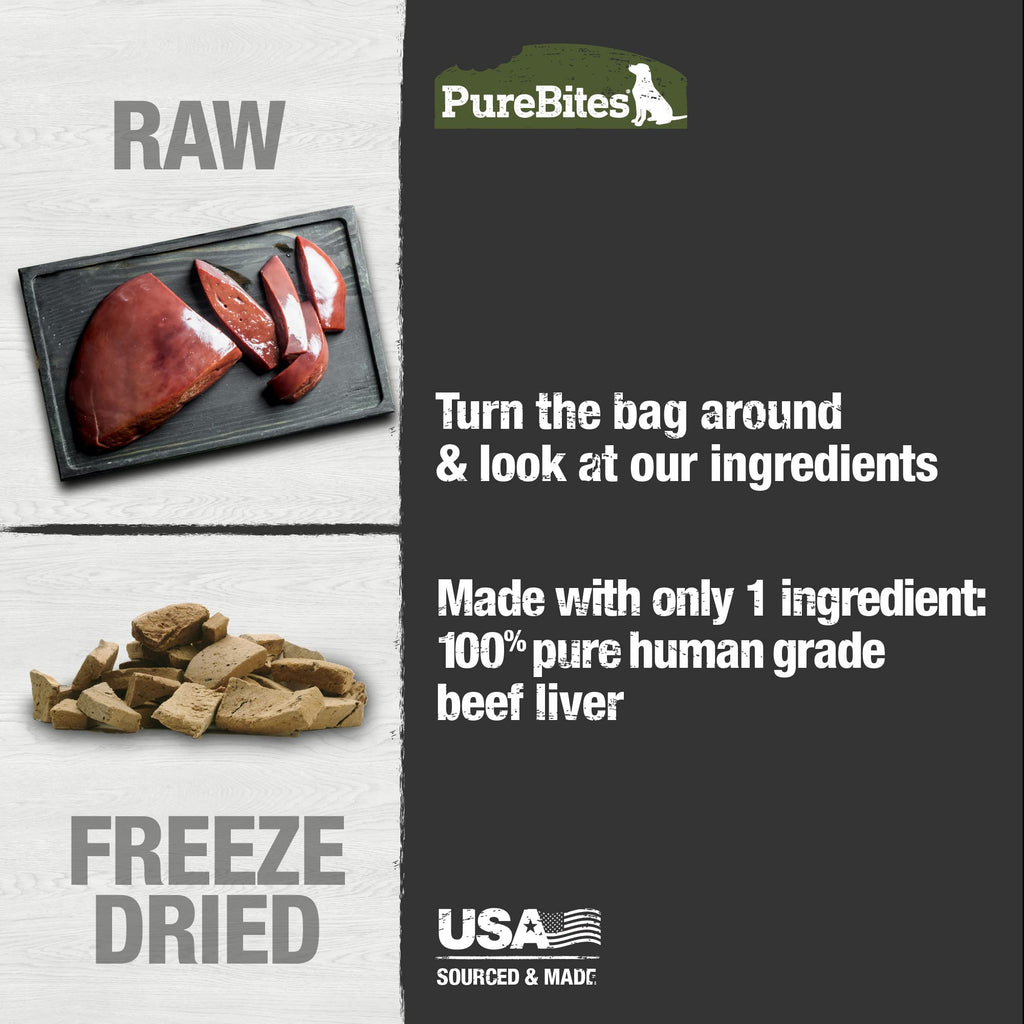 PureBites Beef Freeze Dried Dog Treats – 1 Ingredient, Made in USA, 44oz