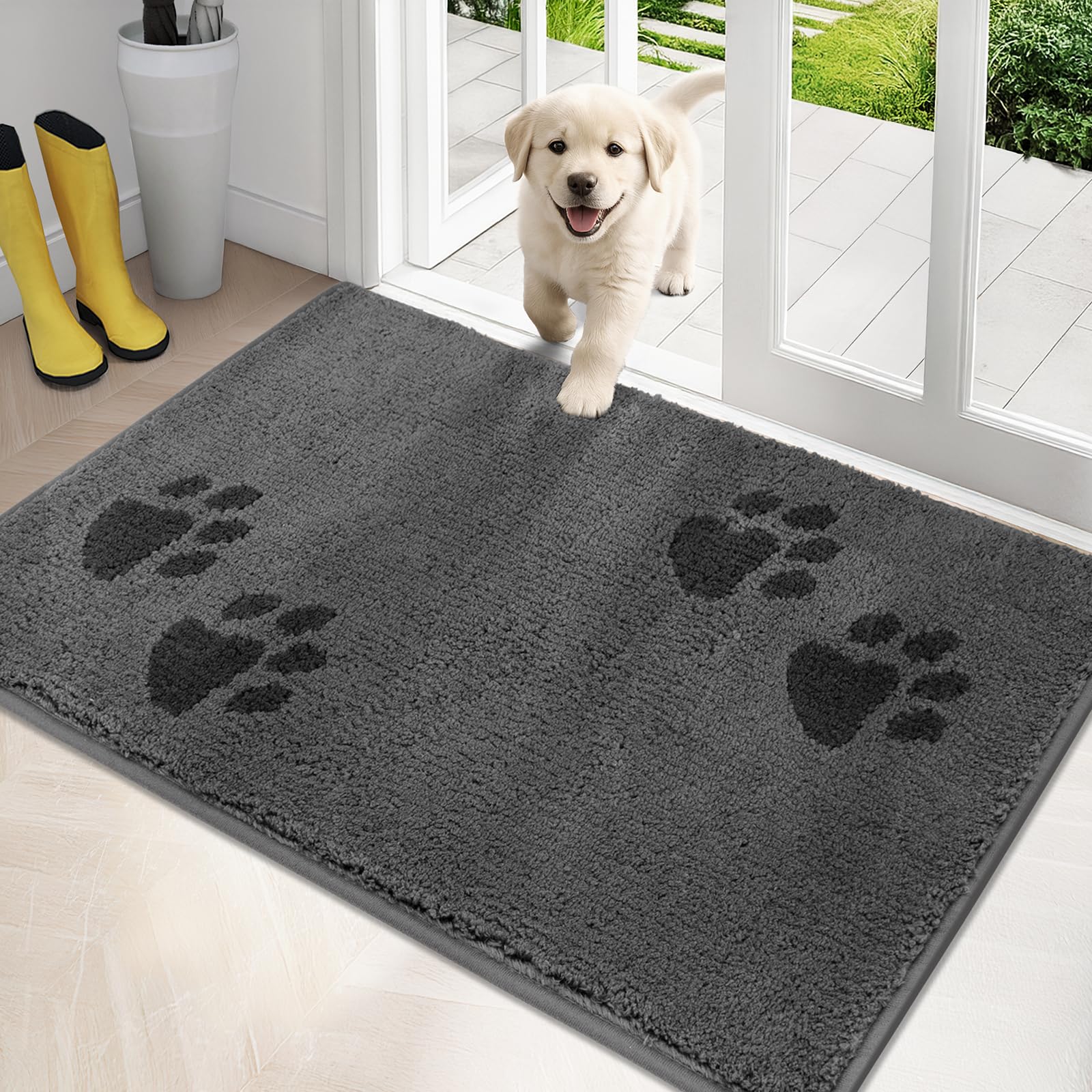 PURRUGS Dirt Trapping Door Mat 32x47 | Non-Slip, Machine Washable Microfiber Entry Rug