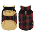 Queenmore Dog Winter Coat - Warm Quilted Plaid Jacket with Leash Hole (XS-XL)