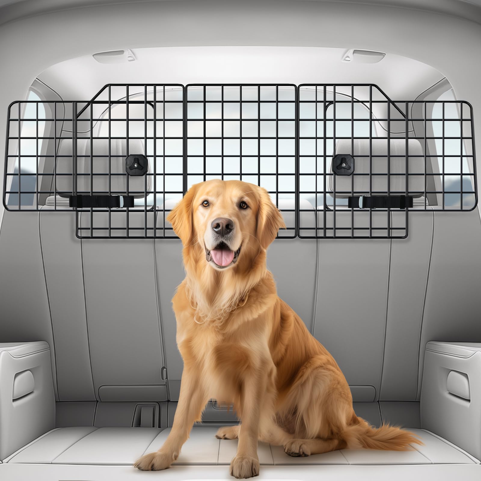 Rabbitgoo Dog Car Barrier for SUVs — Universal Fit, Triple-Fold Design