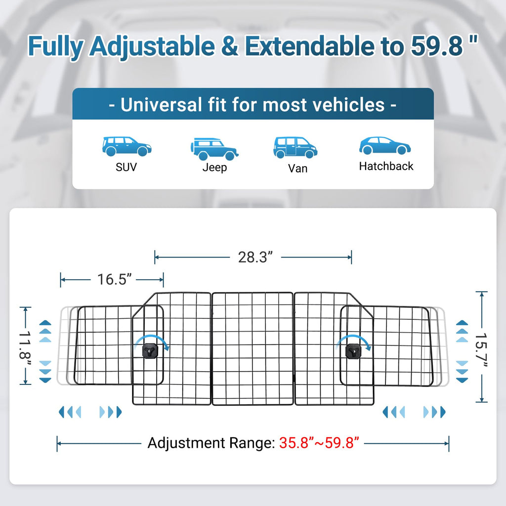 Rabbitgoo Dog Car Barrier for SUVs — Universal Fit, Triple-Fold Design