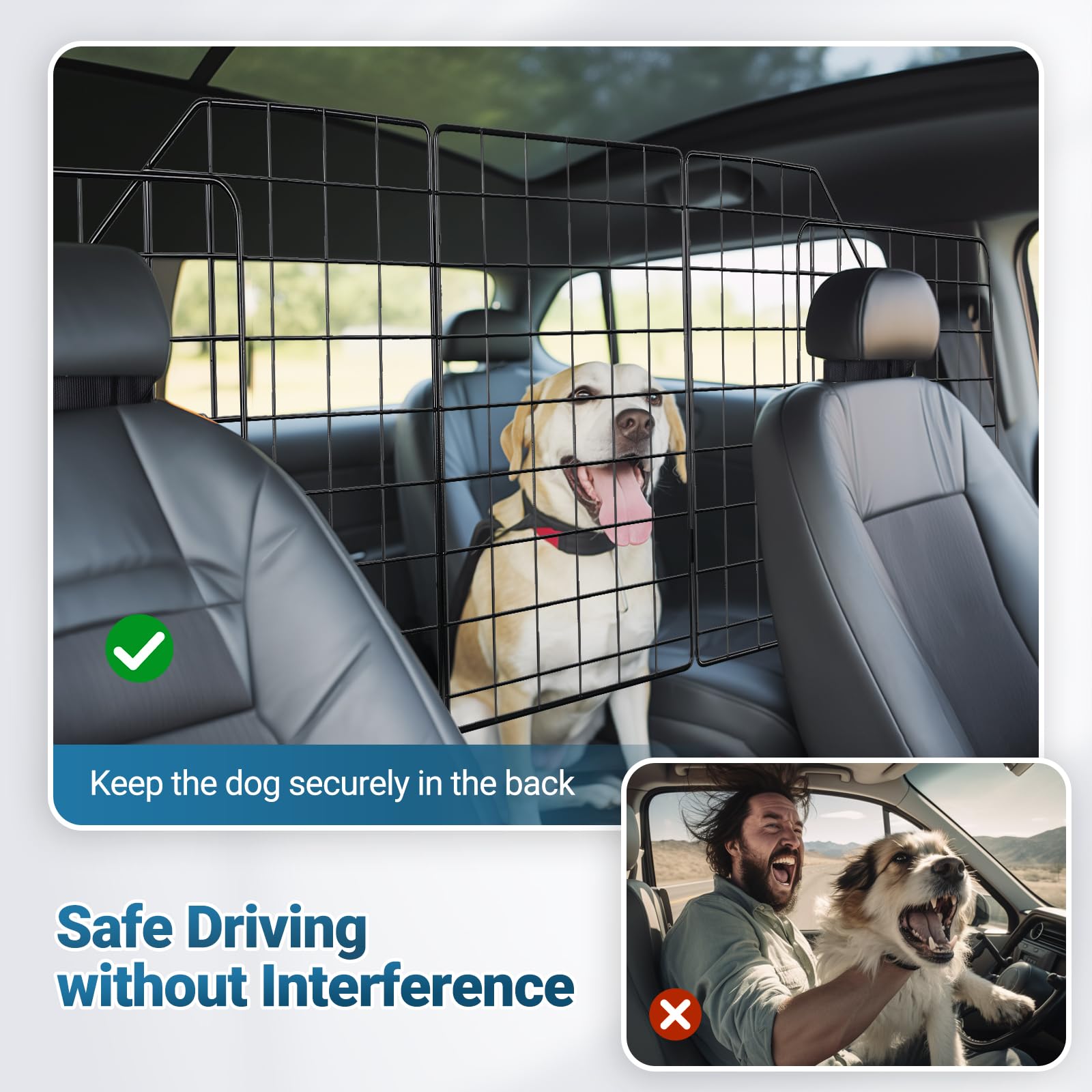 Rabbitgoo Dog Car Barrier for SUVs — Universal Fit, Triple-Fold Design