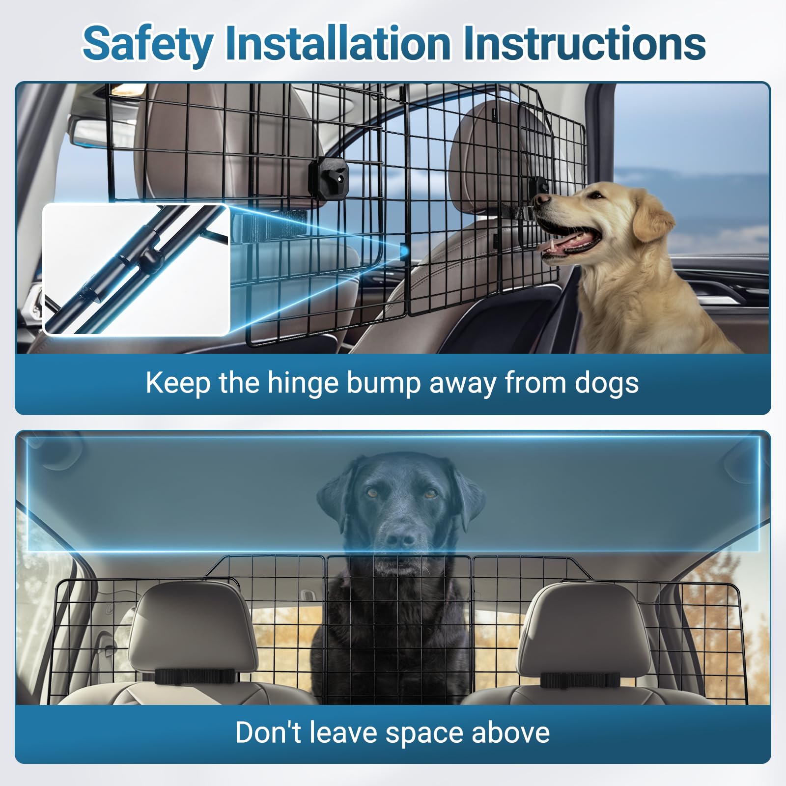 Rabbitgoo Dog Car Barrier for SUVs — Universal Fit, Triple-Fold Design