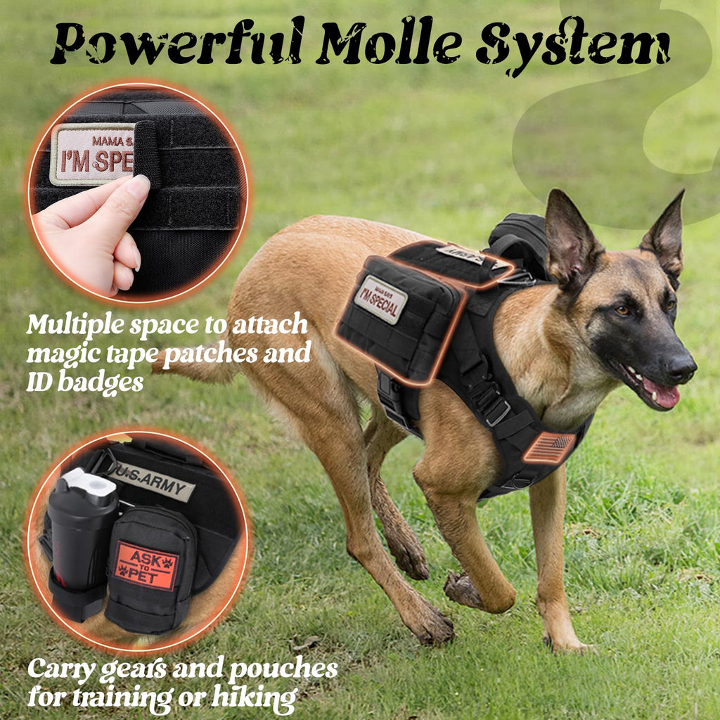 rabbitgoo Tactical Dog Harness for Large Dogs | Heavy-Duty No-Pull Vest with Handle | XL