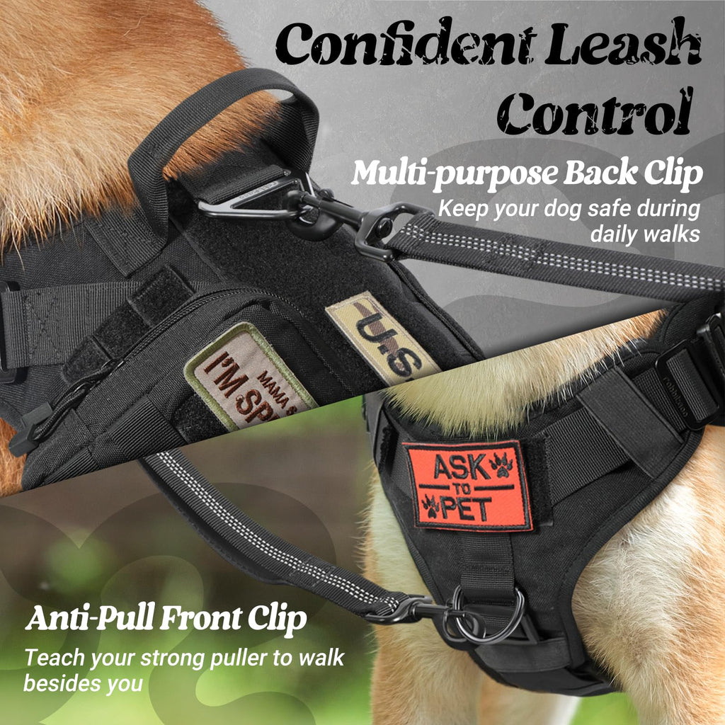 rabbitgoo Tactical Dog Harness for Large Dogs | Heavy-Duty No-Pull Vest with Handle | XL