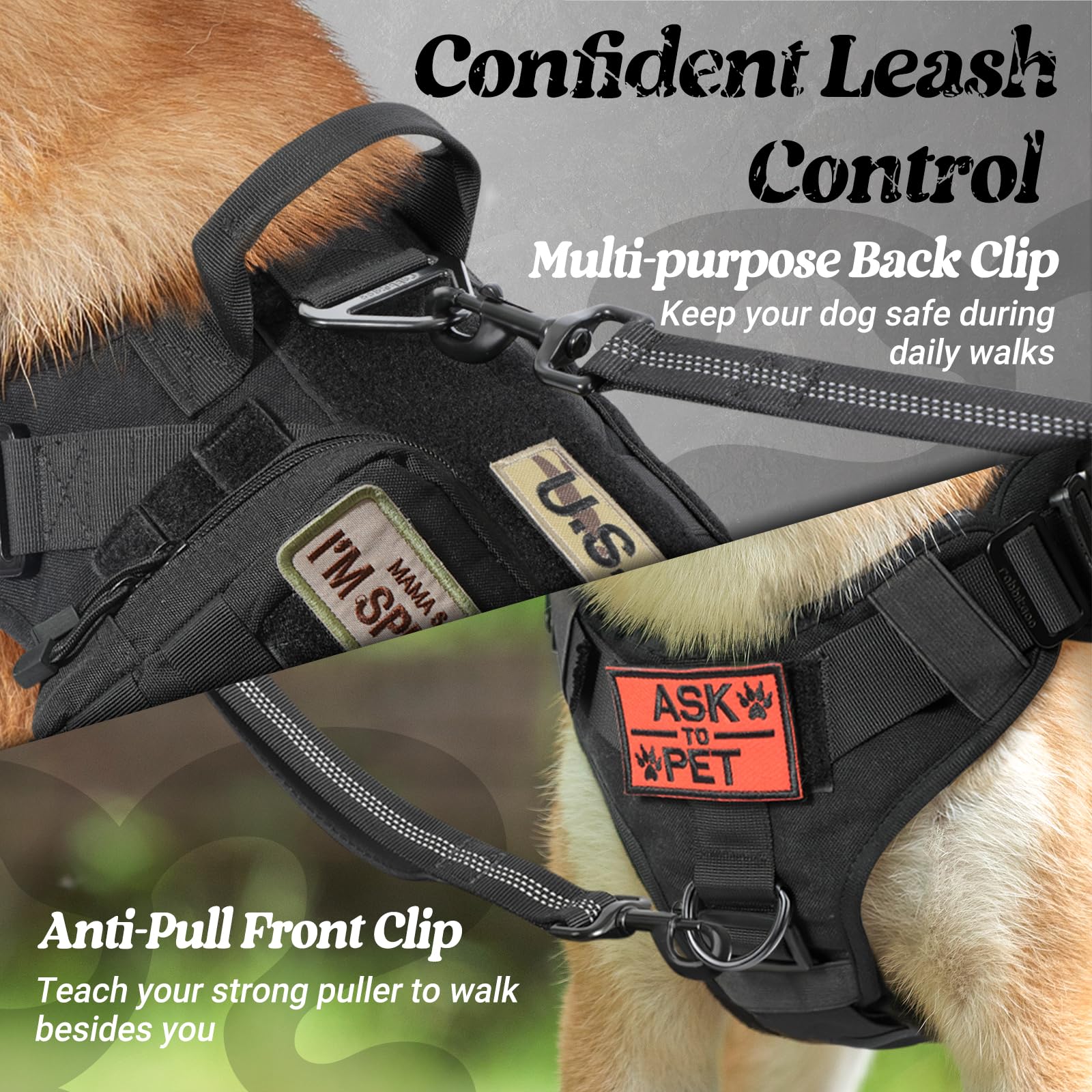 rabbitgoo Tactical Dog Harness for Large Dogs | Heavy-Duty No-Pull Vest with Handle | XL