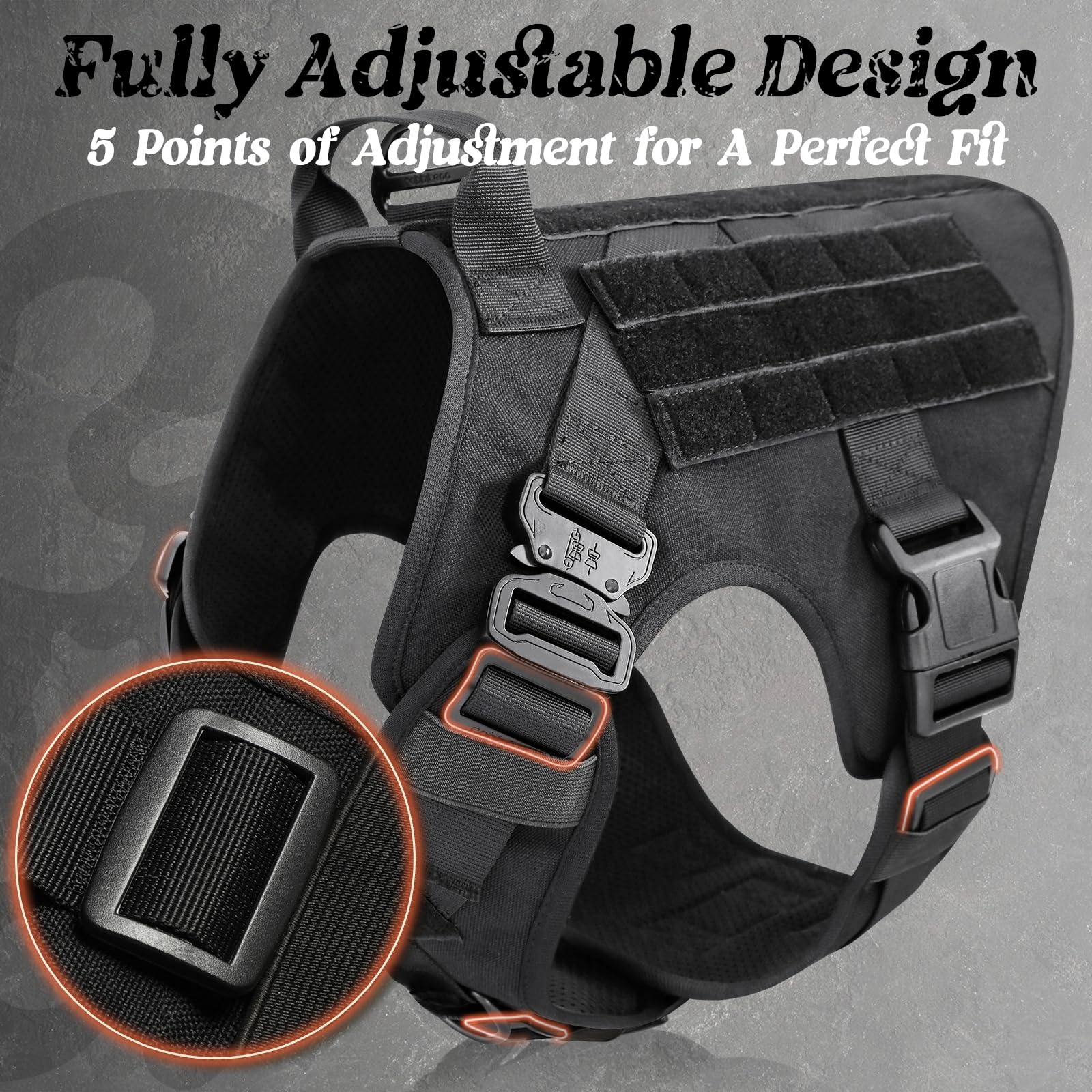 rabbitgoo Tactical Dog Harness for Large Dogs | Heavy-Duty No-Pull Vest with Handle | XL
