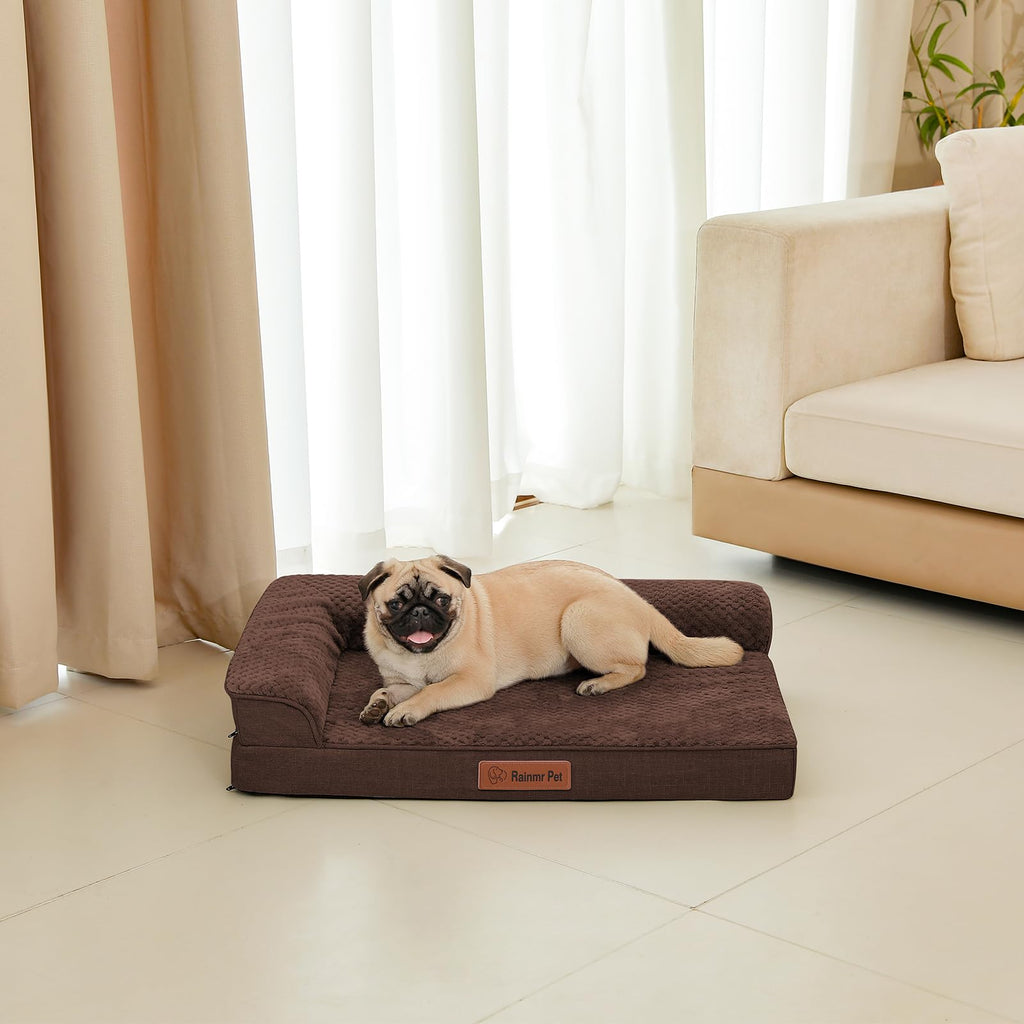 Rainmr Orthopedic Memory Foam Dog Bed, Medium – 35x23x6 with Waterproof Cover & Nonslip Bottom