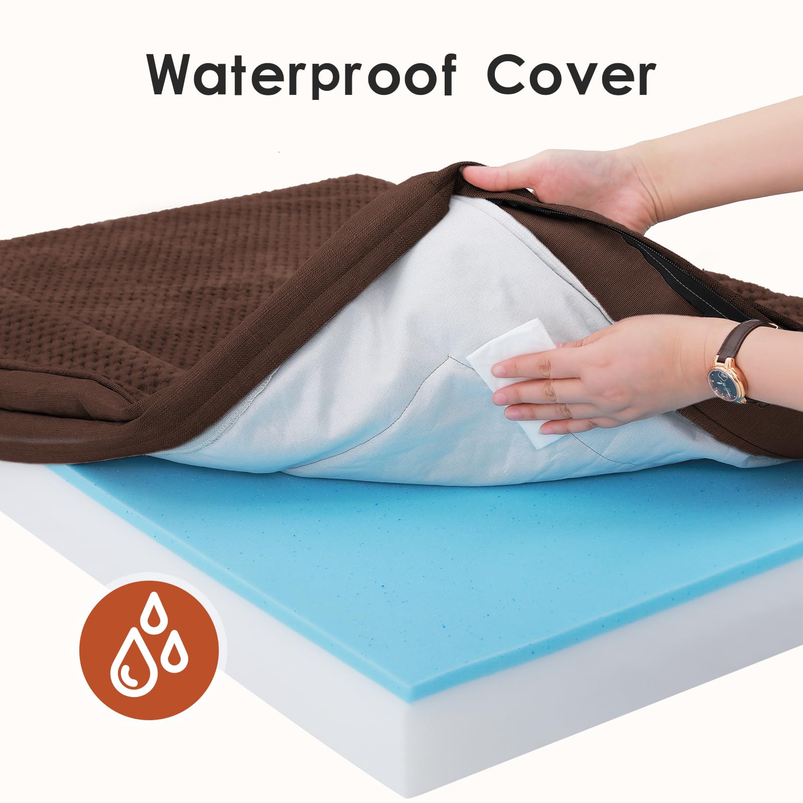 Rainmr Orthopedic Memory Foam Dog Bed, Medium – 35x23x6 with Waterproof Cover & Nonslip Bottom