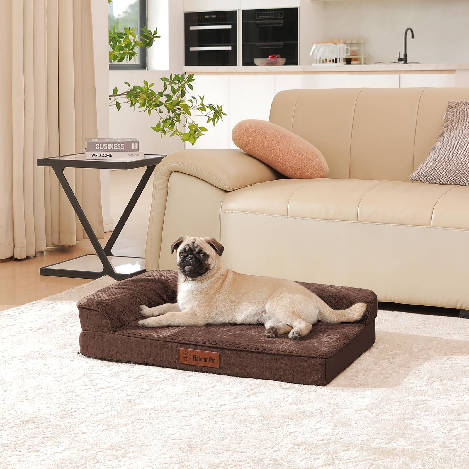 Rainmr Orthopedic Memory Foam Dog Bed, Medium – 35x23x6 with Waterproof Cover & Nonslip Bottom