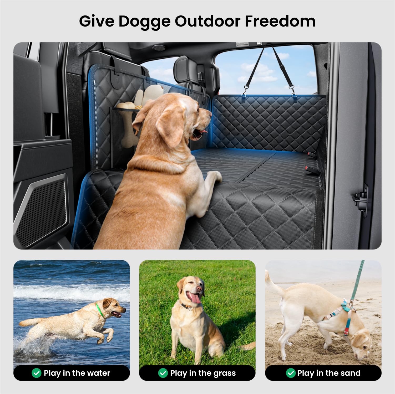 REEVAA Dog Truck Seat Cover — XL Hammock, Waterproof, 450 lb Capacity, Universal Fit