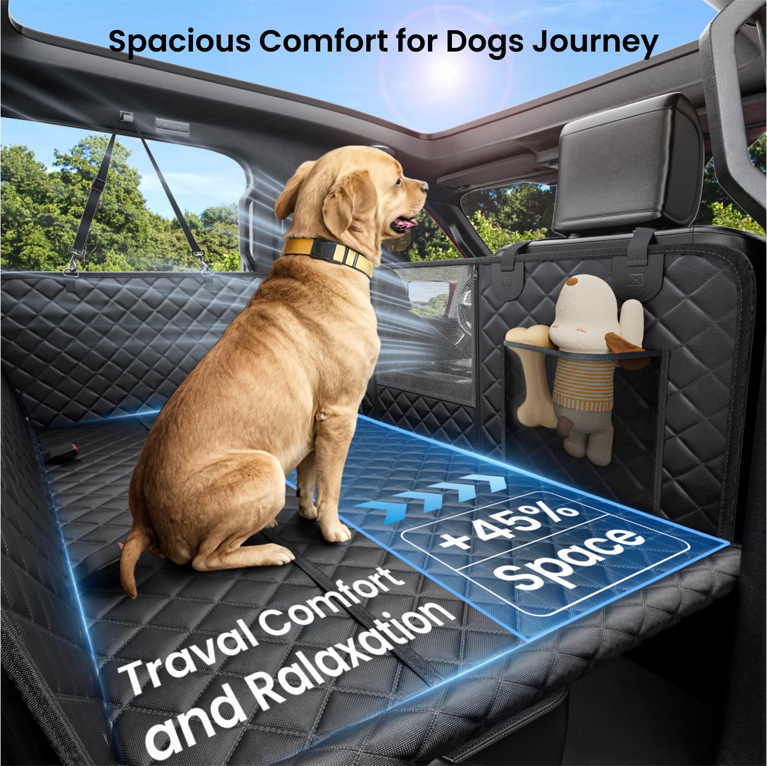 REEVAA Dog Truck Seat Cover — XL Hammock, Waterproof, 450 lb Capacity, Universal Fit