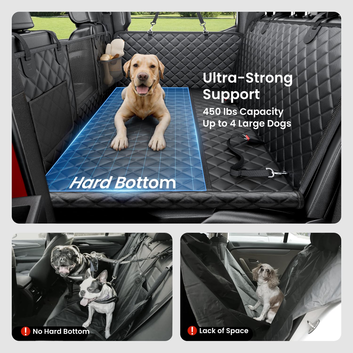 REEVAA Dog Truck Seat Cover — XL Hammock, Waterproof, 450 lb Capacity, Universal Fit
