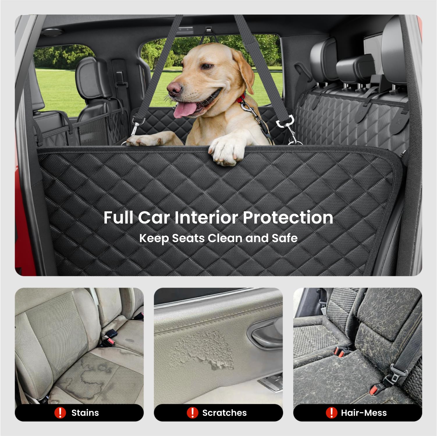 REEVAA Dog Truck Seat Cover — XL Hammock, Waterproof, 450 lb Capacity, Universal Fit