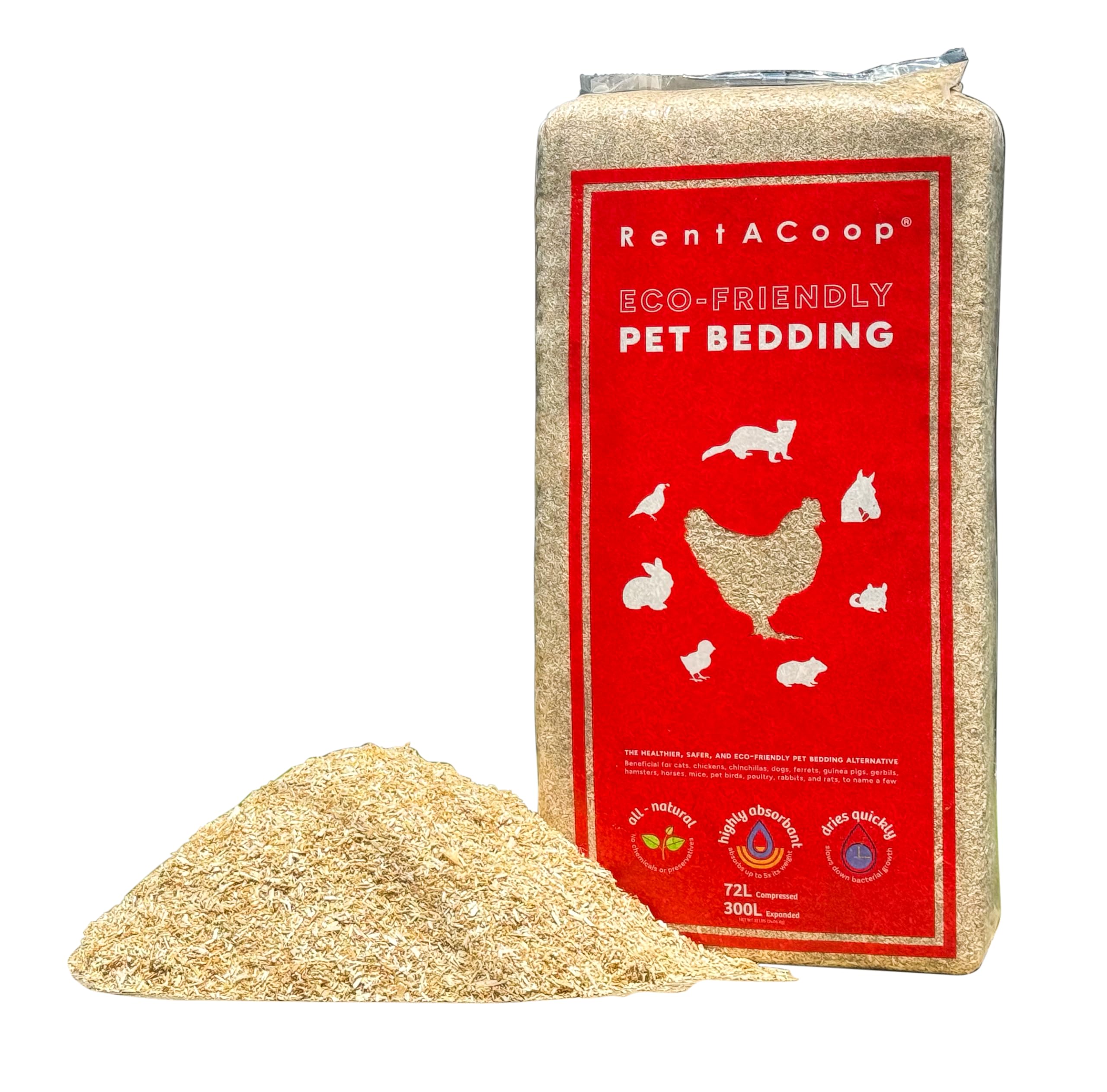 RentACoop Extra-Soft Premium Hemp Bedding (300L) – 5x Absorbent, Low Dust, Odor Control