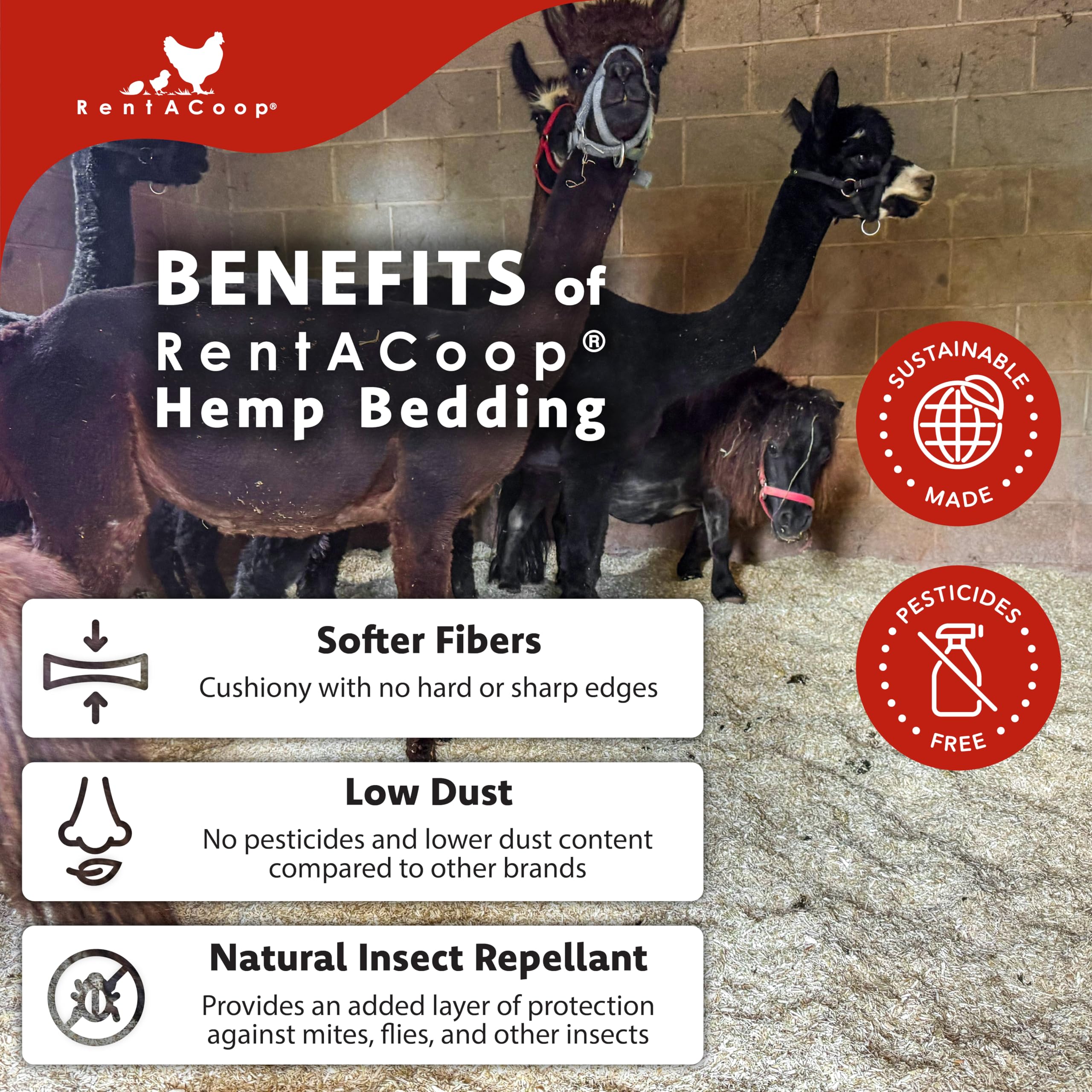 RentACoop Extra-Soft Premium Hemp Bedding (300L) – 5x Absorbent, Low Dust, Odor Control