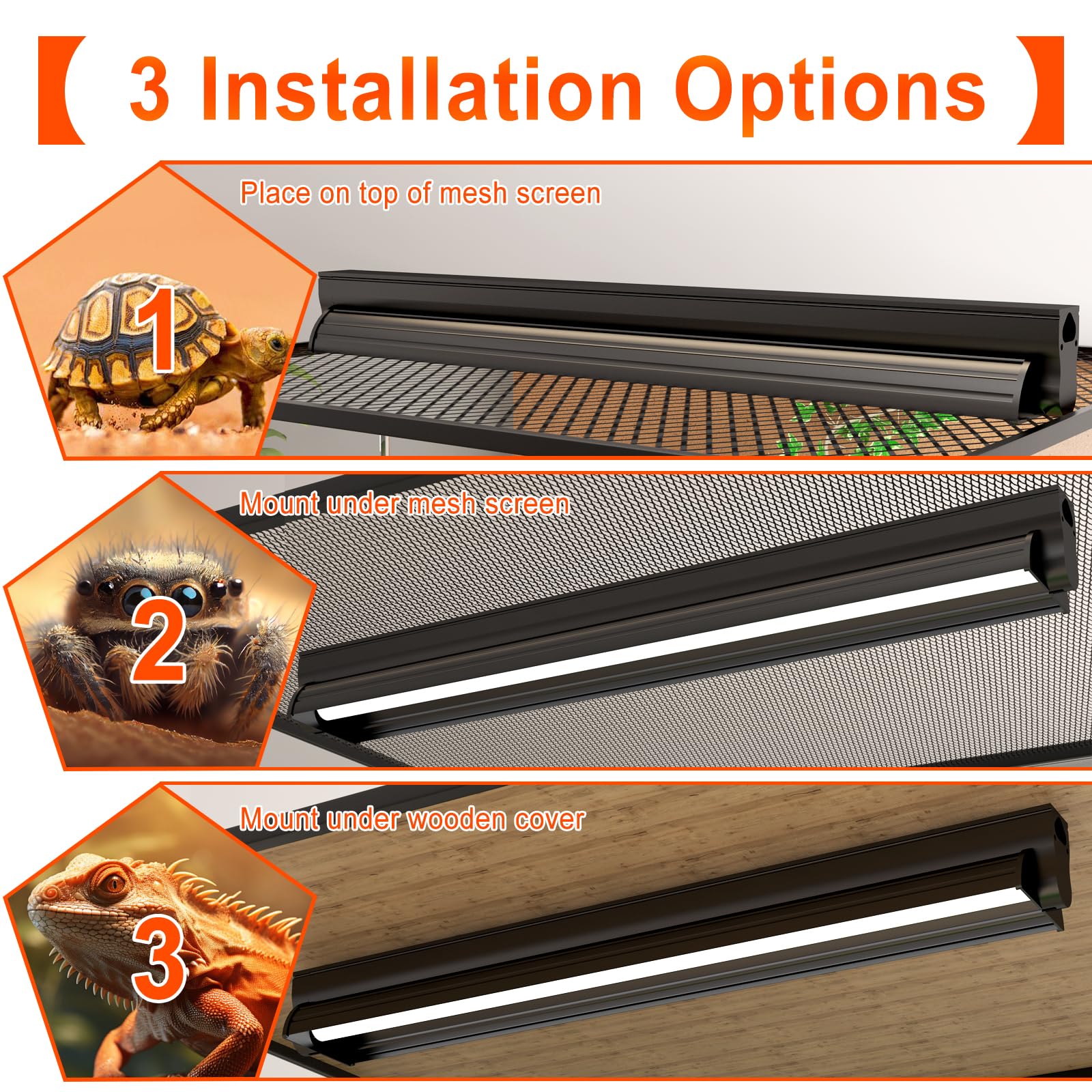 REPTIDLDB 24W T5 UVB Reptile Light Fixture Kit – 22in Hood, UVB 10.0, UVA 30%, Desert & Tropical