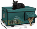 Rolimate Indestructible Heated Cat House – Weatherproof Outdoor Shelter with Escape Door (Forest Green, 26x17x14)