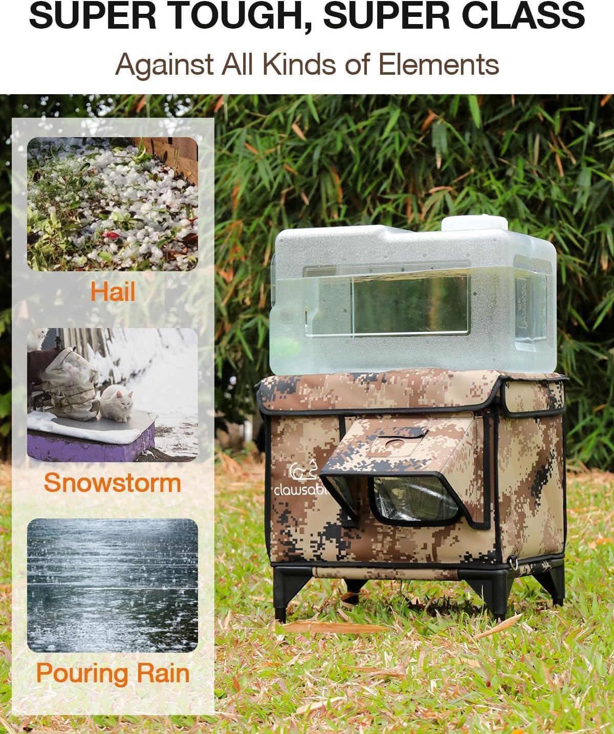 Rolimate Indestructible Heated Cat House — Outdoor Waterproof & Insulated Shelter (29x17x20, Desert Camouflage)