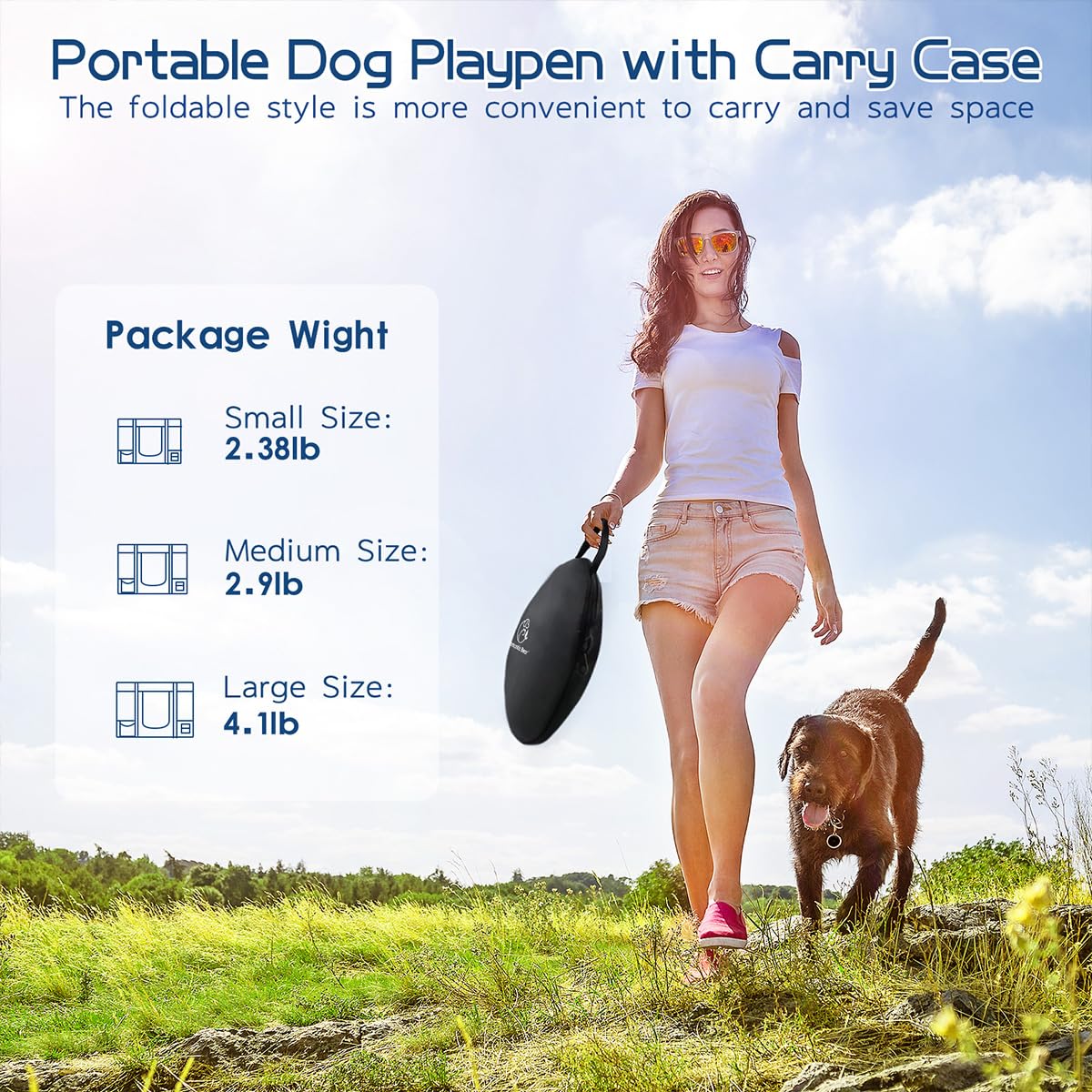 ROMANTIC BEAR 40x32x24 Inches Dog Playpen – Foldable Portable Pet Playpen