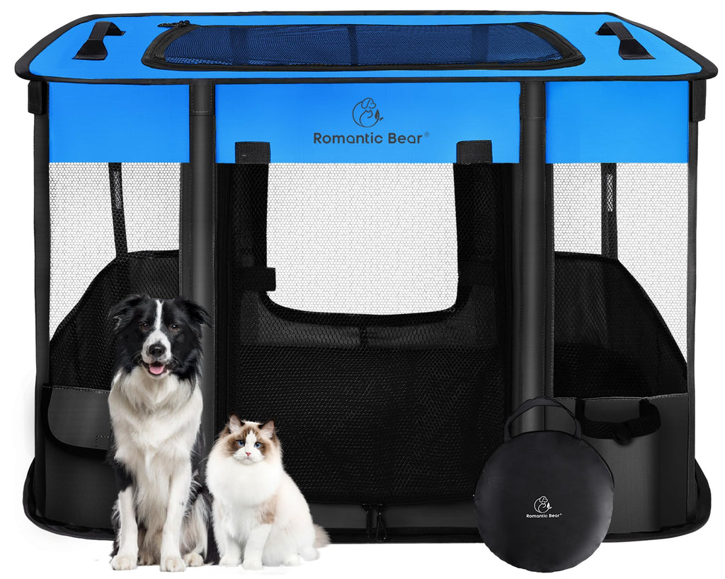 ROMANTIC BEAR 40x32x24 Inches Dog Playpen – Foldable Portable Pet Playpen