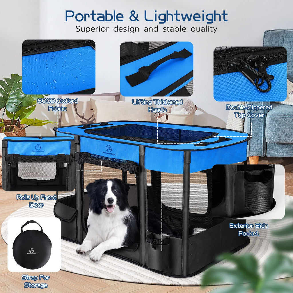ROMANTIC BEAR 40x32x24 Inches Dog Playpen – Foldable Portable Pet Playpen