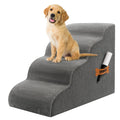 ROMROL Dog Stairs 4-Step Gray — 33D Foam, Non-Slip Waterproof Cover