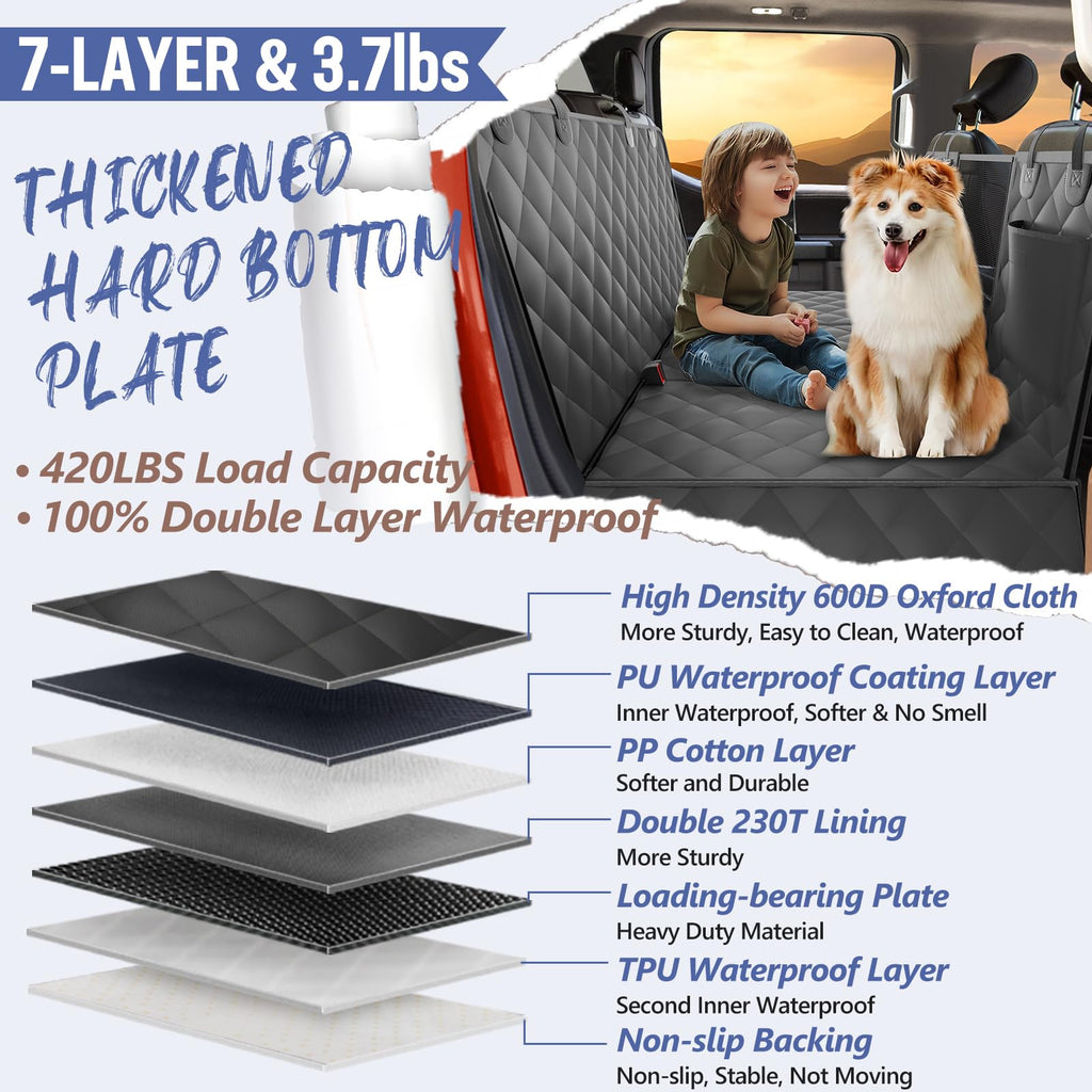 ROUWINNE Back Seat Extender for Dogs – Large Space, Waterproof Truck Seat Cover
