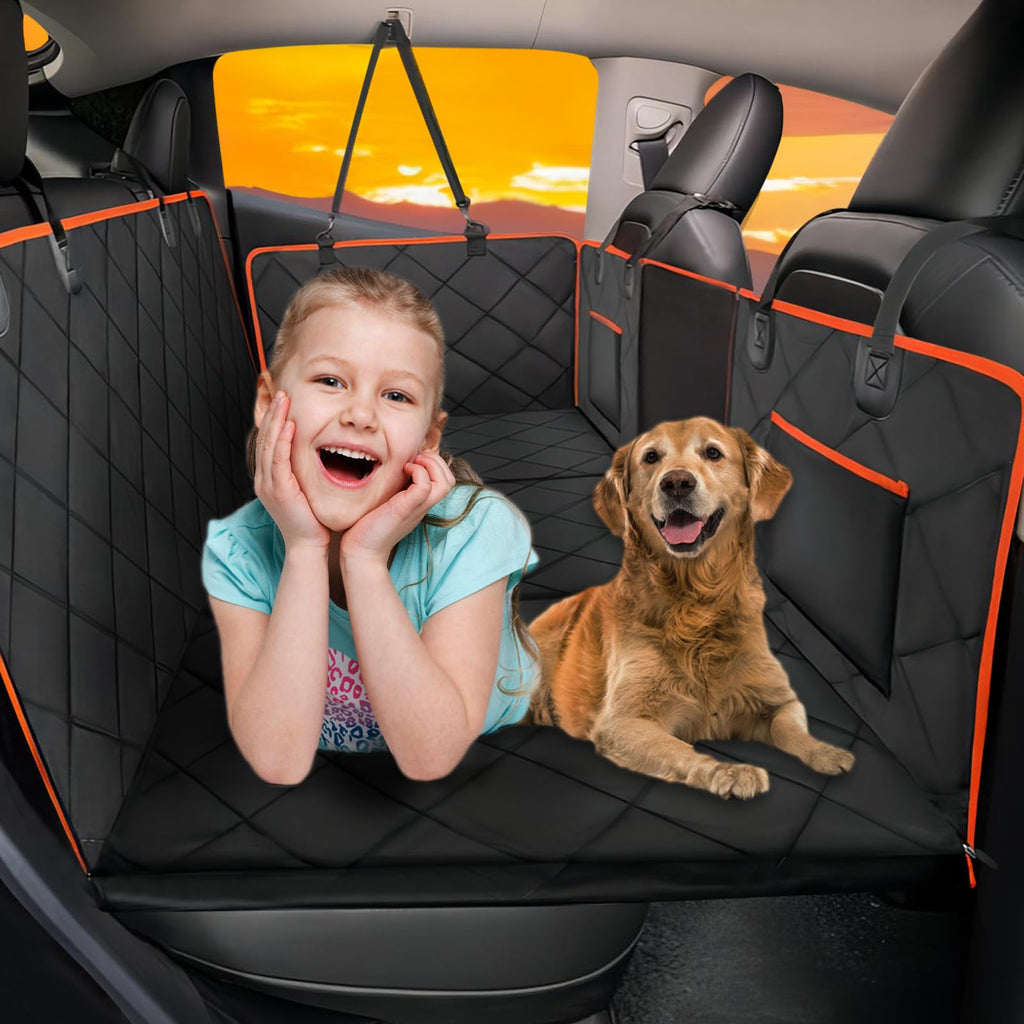 ROUWINNE Back Seat Extender for Dogs – Waterproof Hard-Bottom Car Bed, 420lb Capacity, Universal Fit