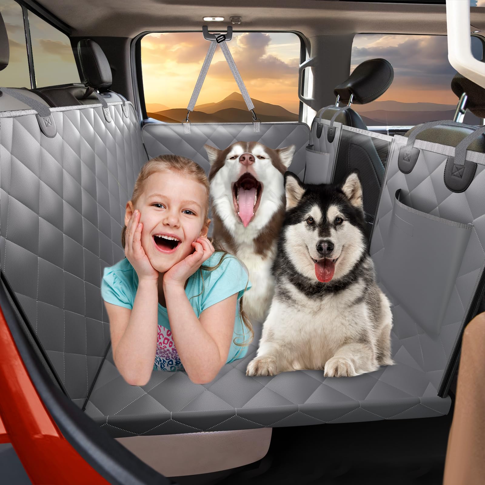 ROUWINNE Back Seat Extender for Dogs – 59 Inches Wide, 400 lb Capacity, Waterproof Dog Hammock for Crew Cab Trucks
