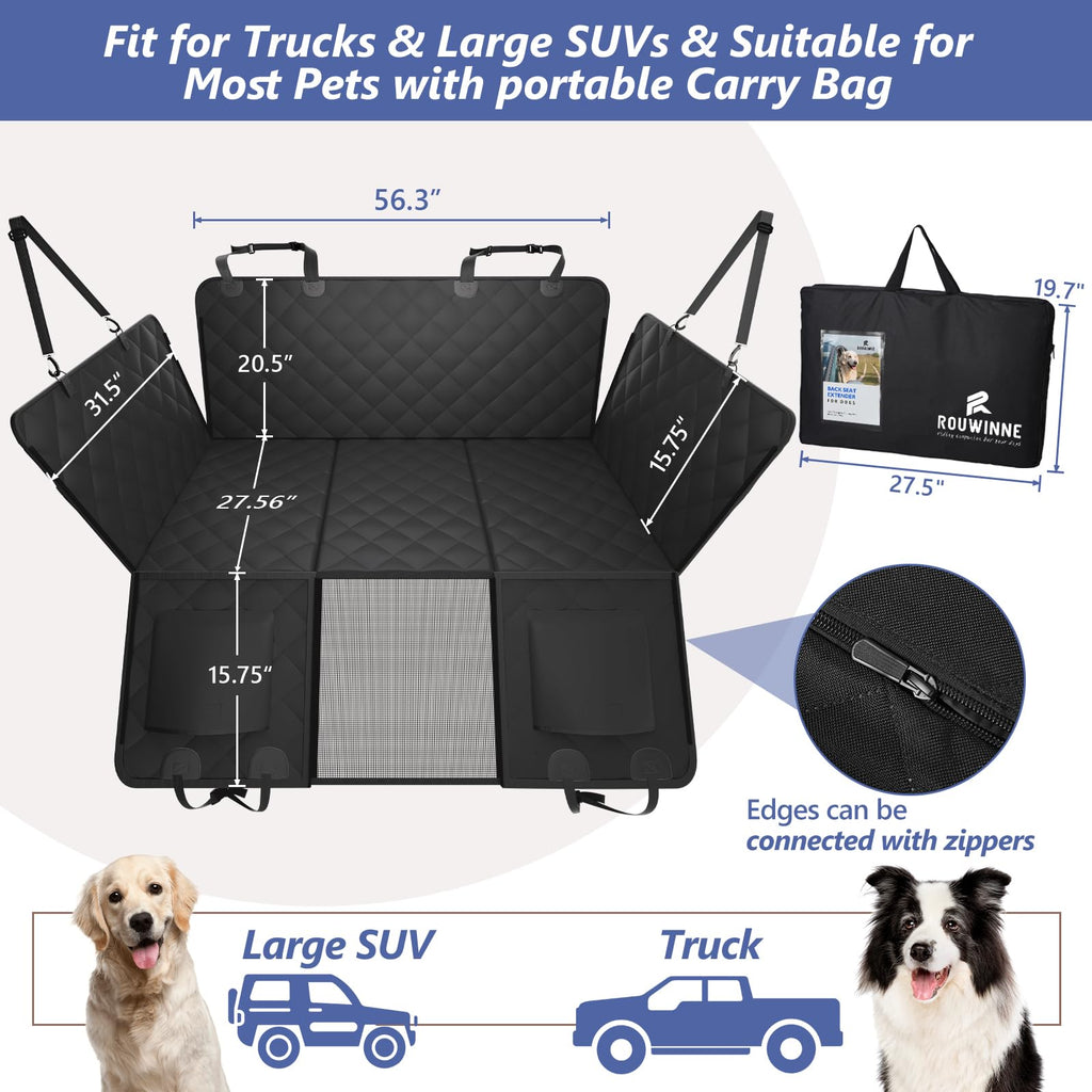 ROUWINNE Back Seat Extender for Dogs – Large Space, Waterproof Truck Seat Cover