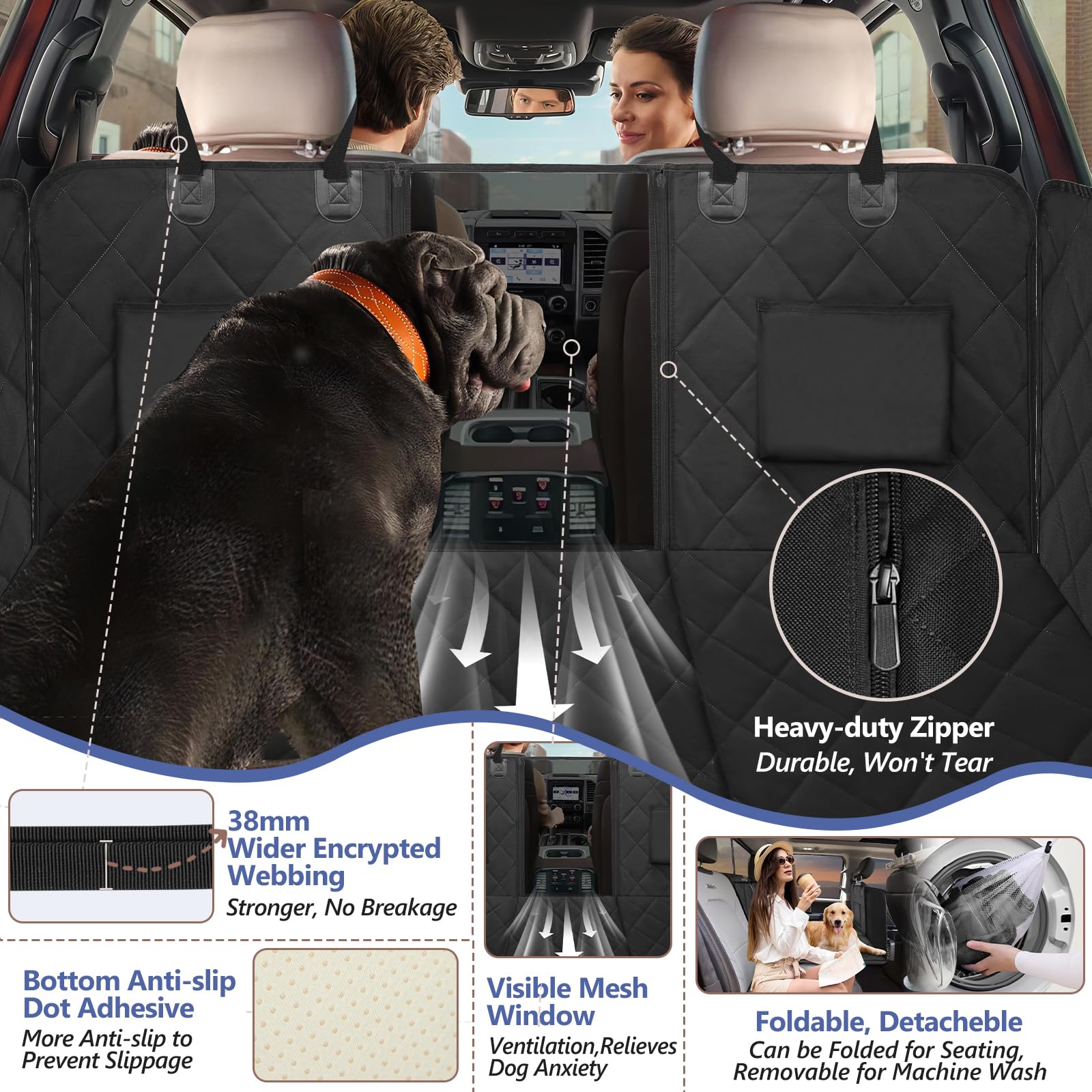ROUWINNE Back Seat Extender for Dogs – Large Space, Waterproof Truck Seat Cover