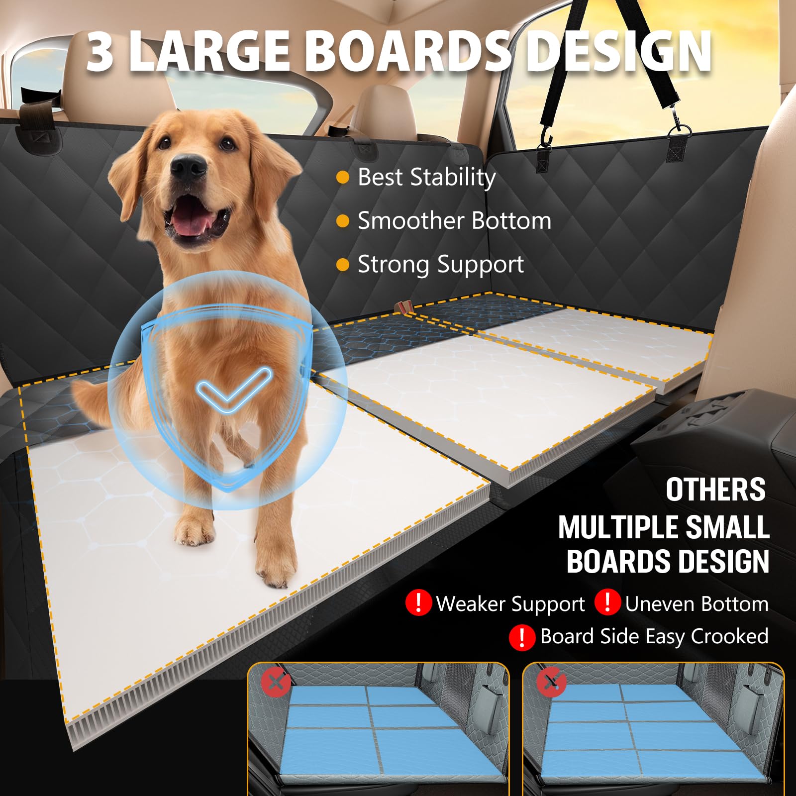 ROUWINNE Back Seat Extender for Dogs – 53 in Wide, 420 lb Capacity, Waterproof Car Hammock