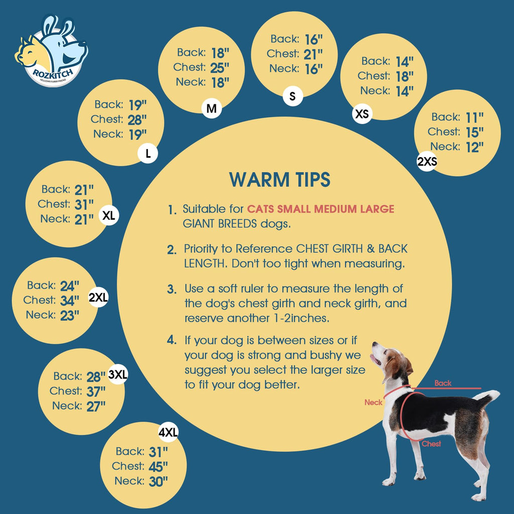 ROZKITCH Dog Winter Coat - Soft Fleece Pullover, Windproof Warm Coat